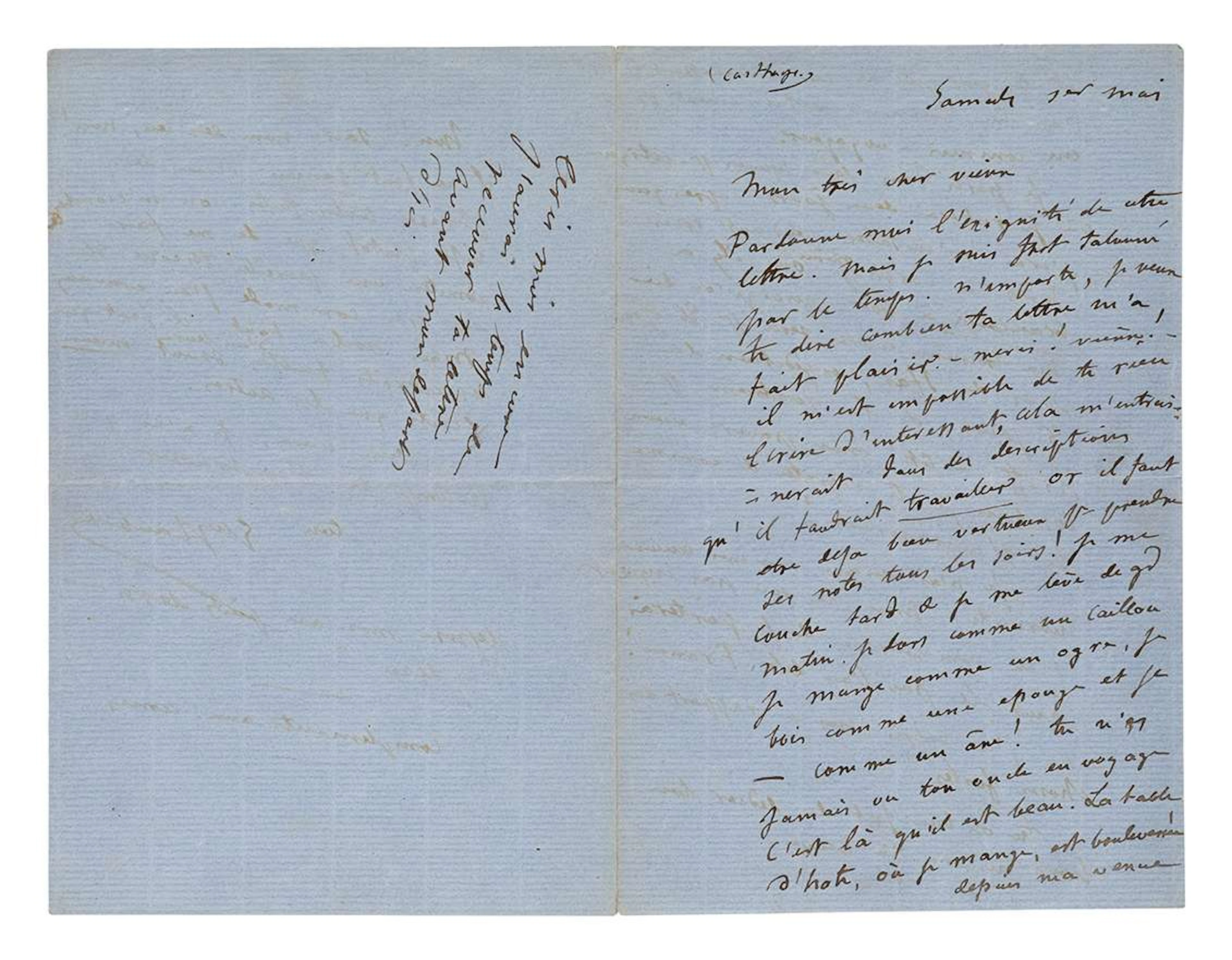 FLAUBERT, Gustave (1821–1880)., L.A.S., Carthage, Saturday 1 May [1858]