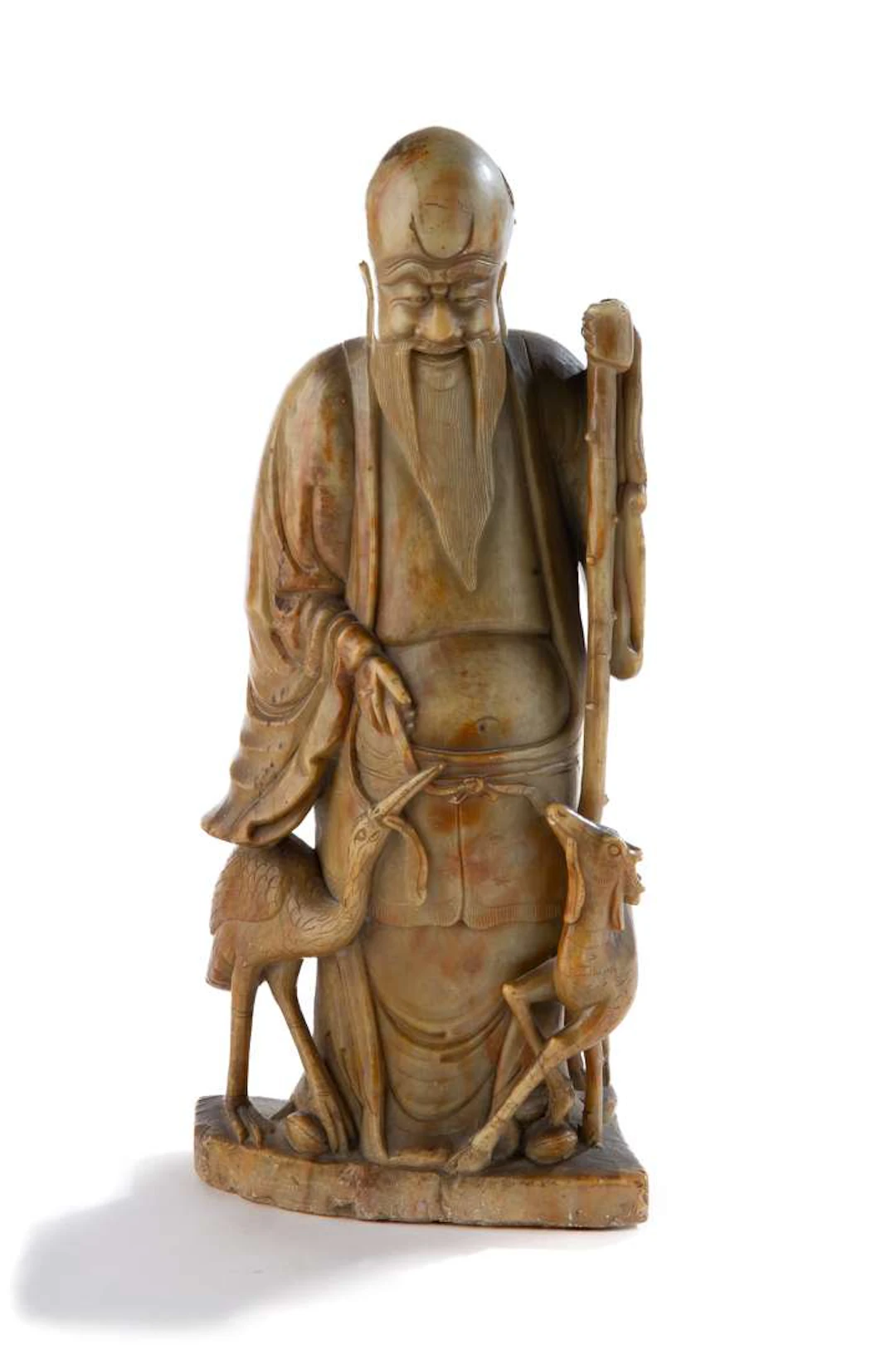 China, late Qing Dynasty (1644–1912) Steatite shoulao H: 37 cm.