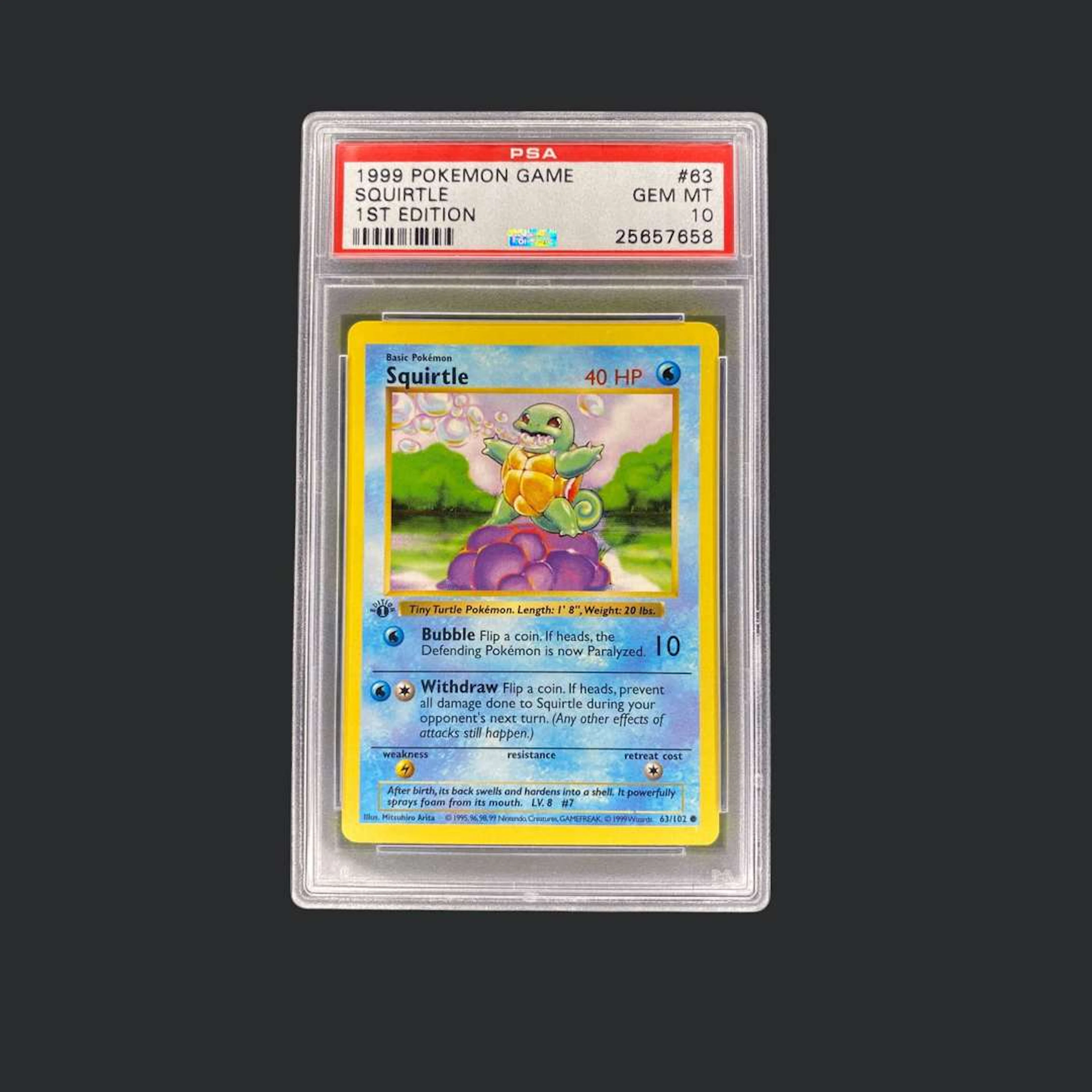 Pokémon: Squirtle Base Set 1st Edition PSA 10