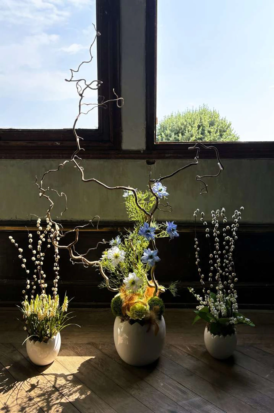 [FLORAL ARRANGEMENTS], A set of five contemporary vases and artificial flowers