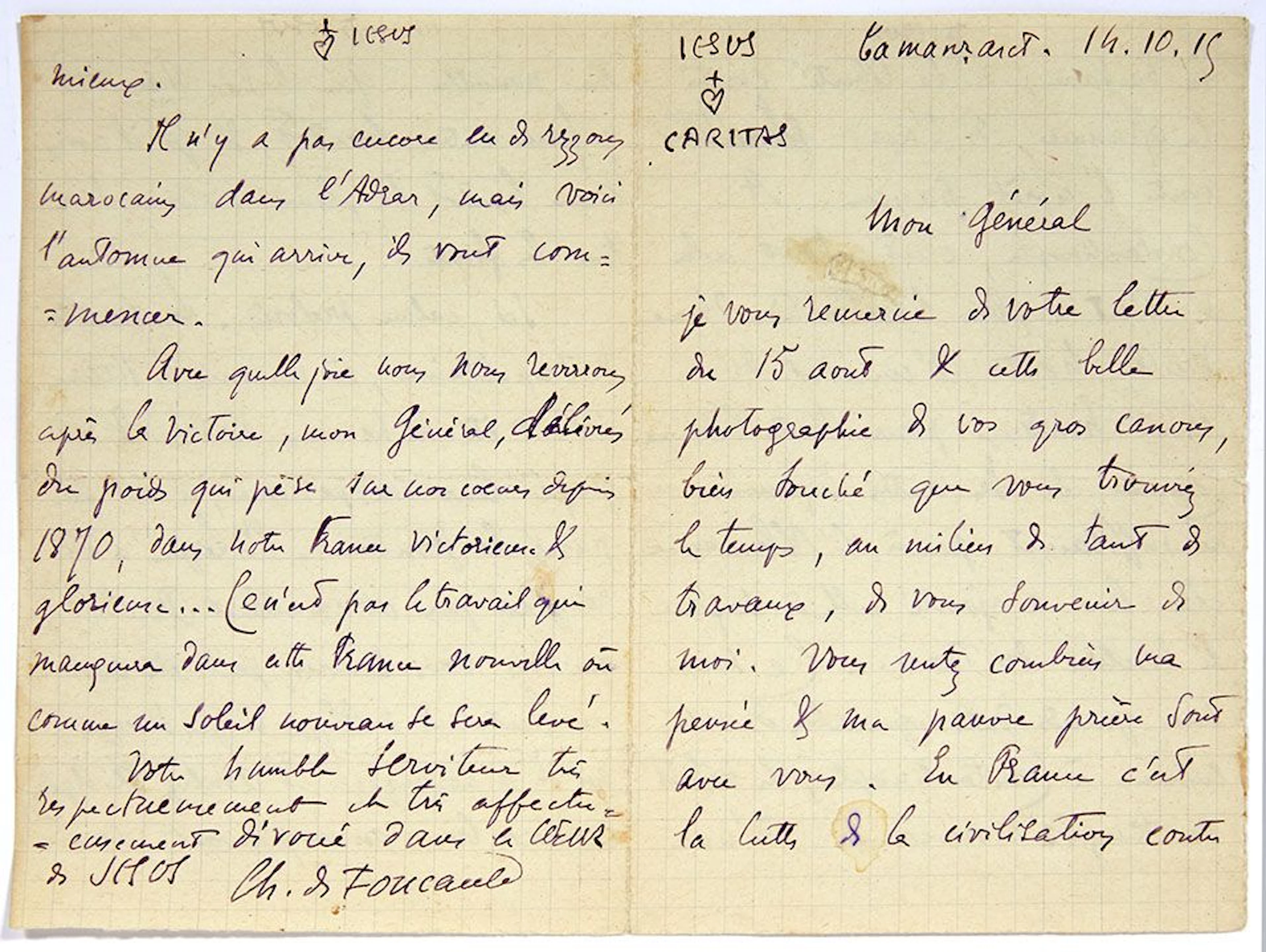 FOUCAULD Charles de (1858-1916). L.A.S. "Ch. de Foucauld" Ta - Lot 813