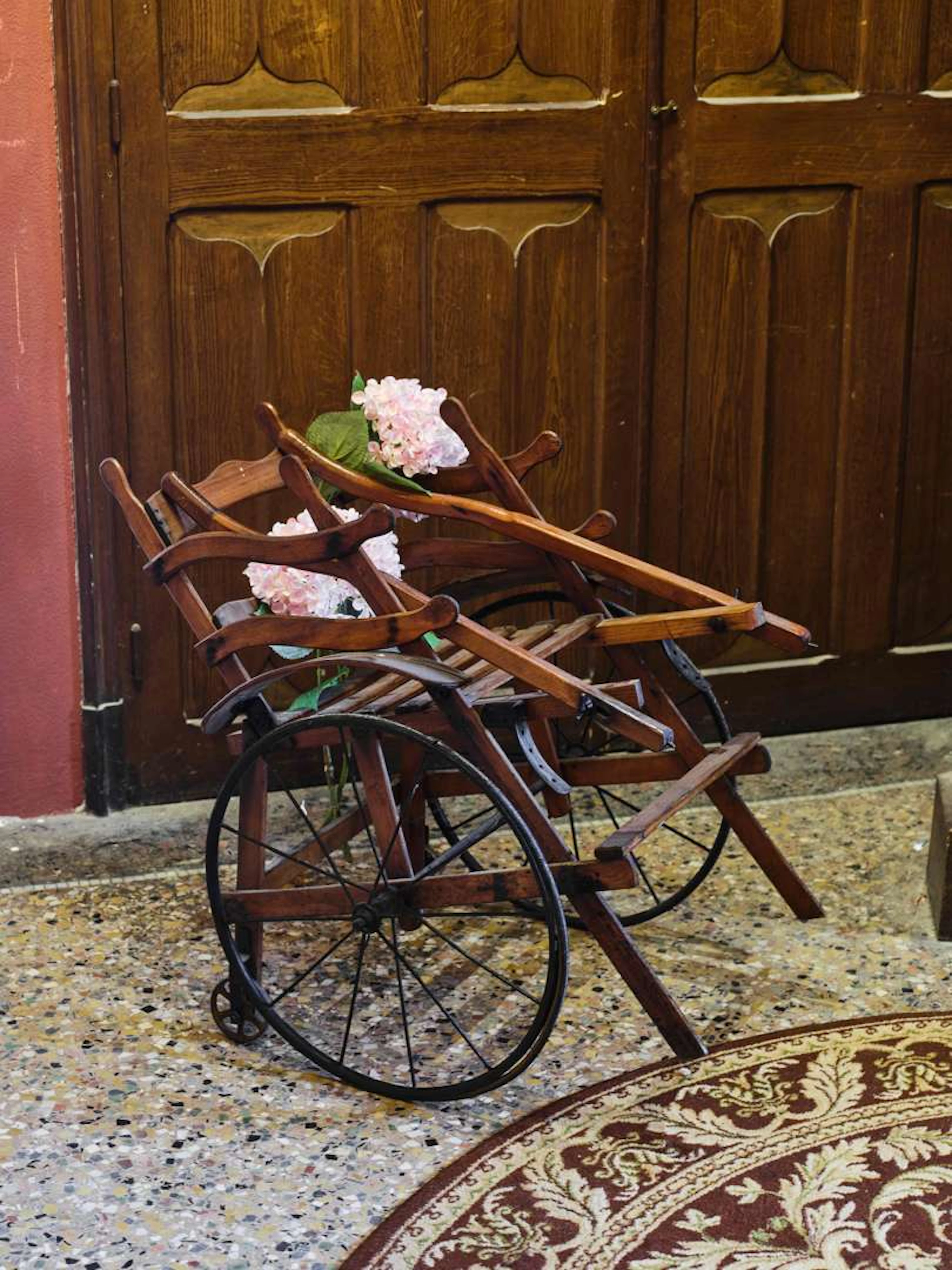 Hand-powered microcar, made of wood