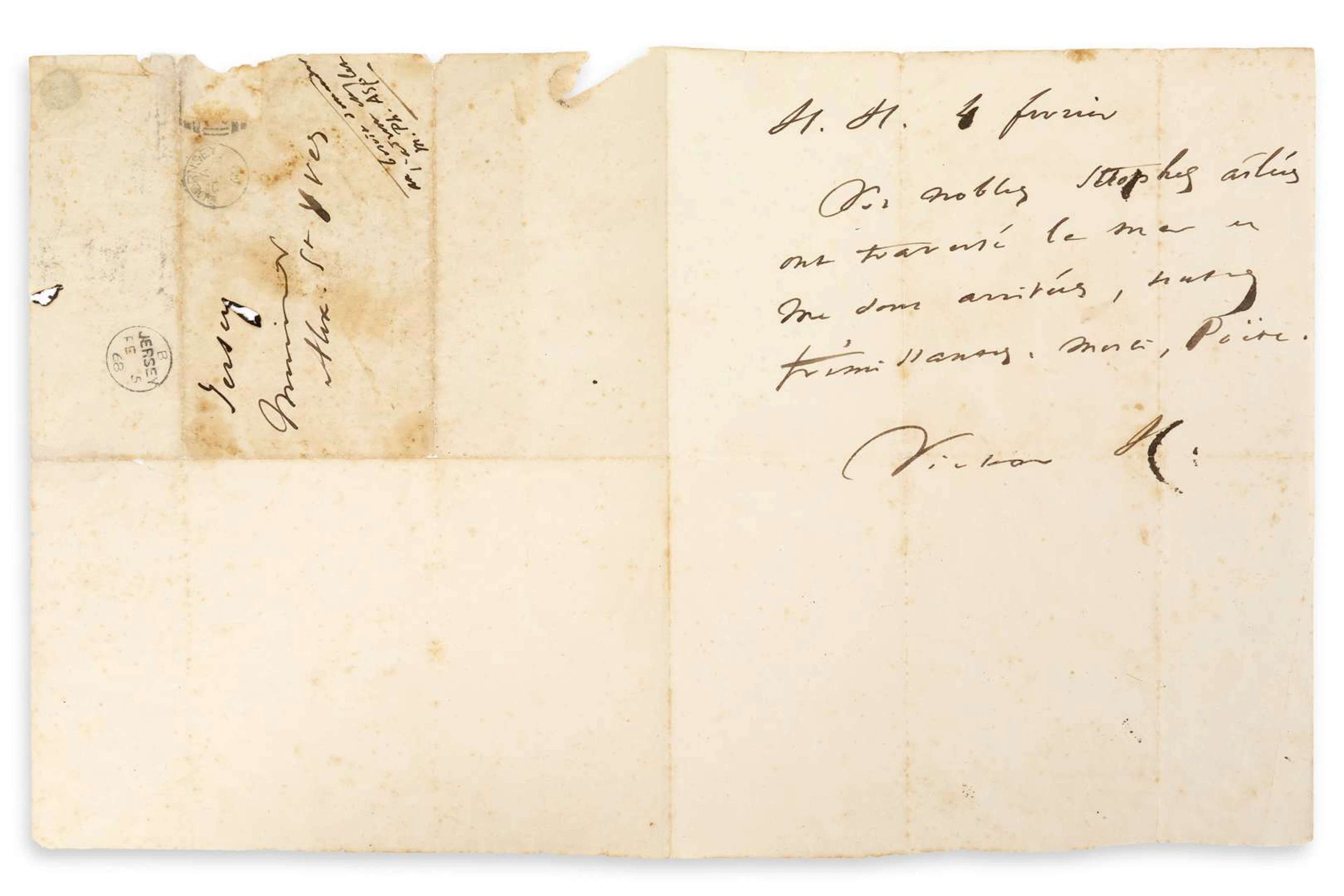 HUGO, Victor (1802–1885)., L.A.S. ‘Victor H.’, H.H. [Hauteville House]
