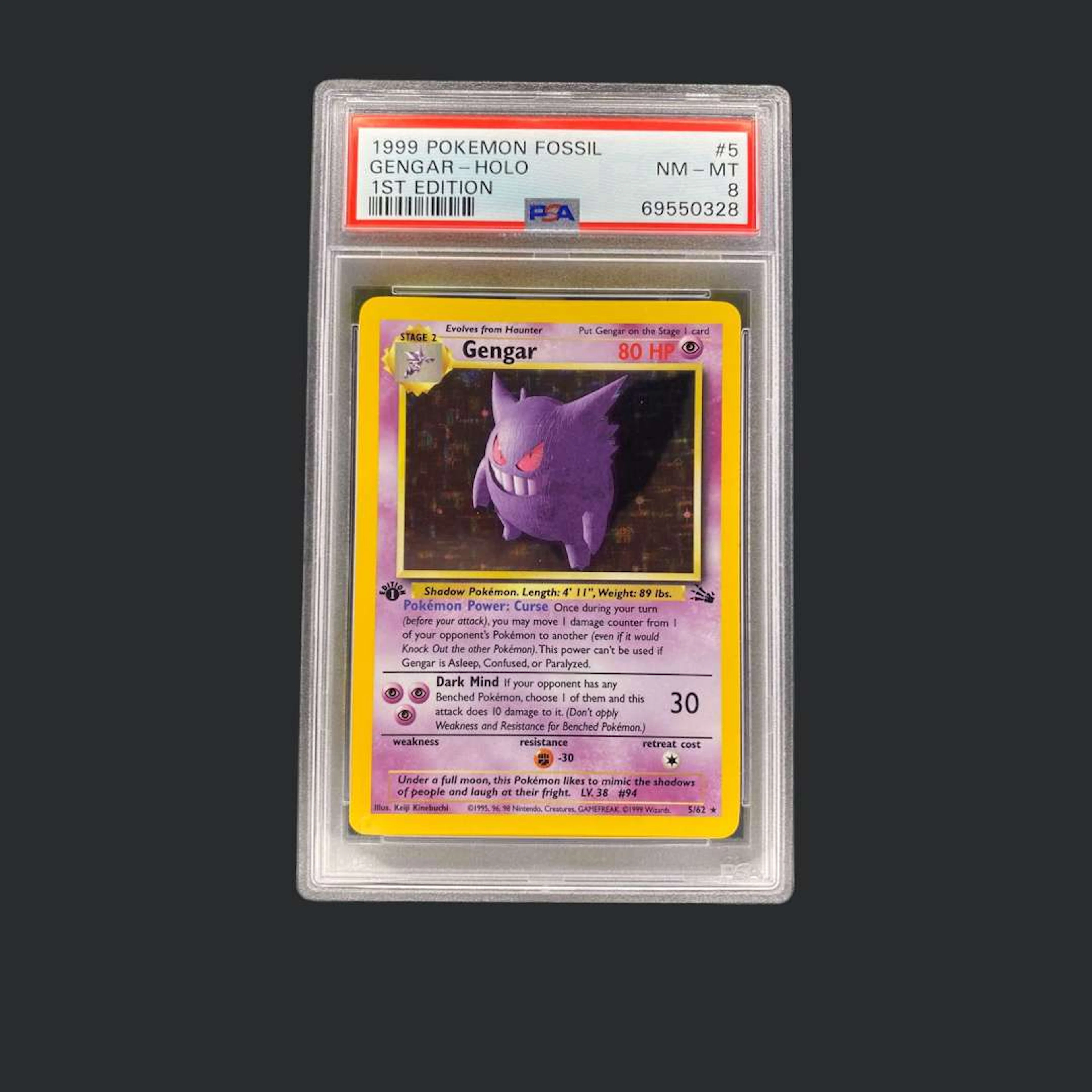 Pokémon: Gengar Holo Fossil 1st Edition PSA 8