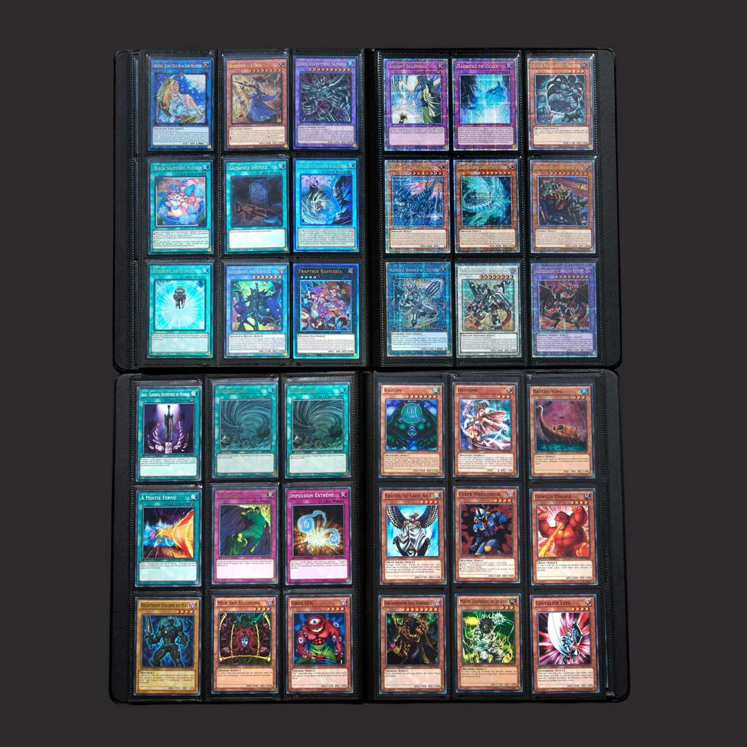 A set of nine Yu-Gi-Oh! portfolios containing collections of cards