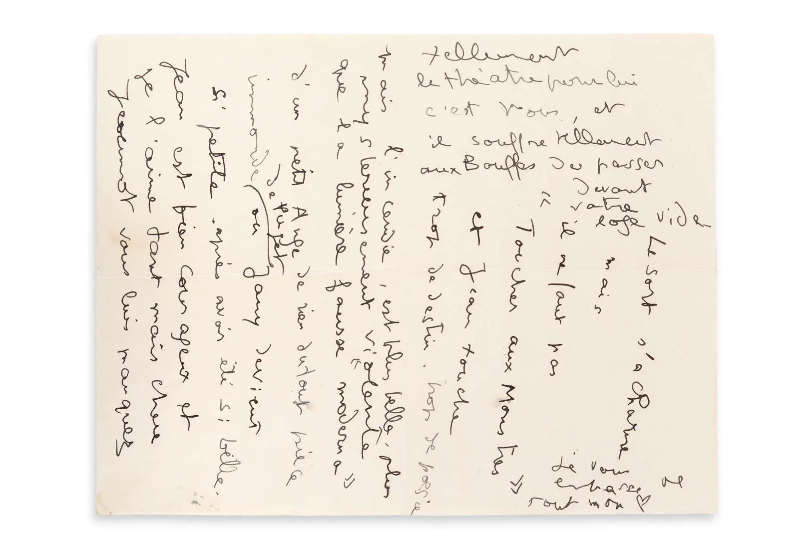 [COCTEAU, Jean (1889–1963)]., Anonymous letter signed with a heart