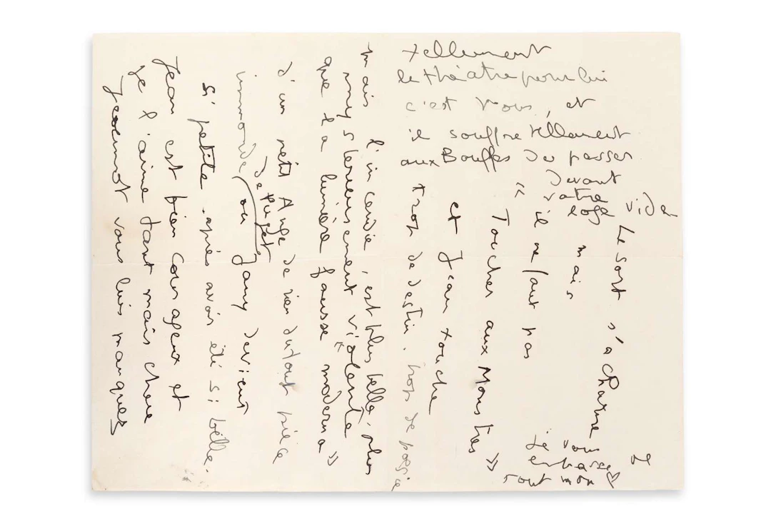 [COCTEAU, Jean (1889–1963)]., Anonymous letter signed with a heart