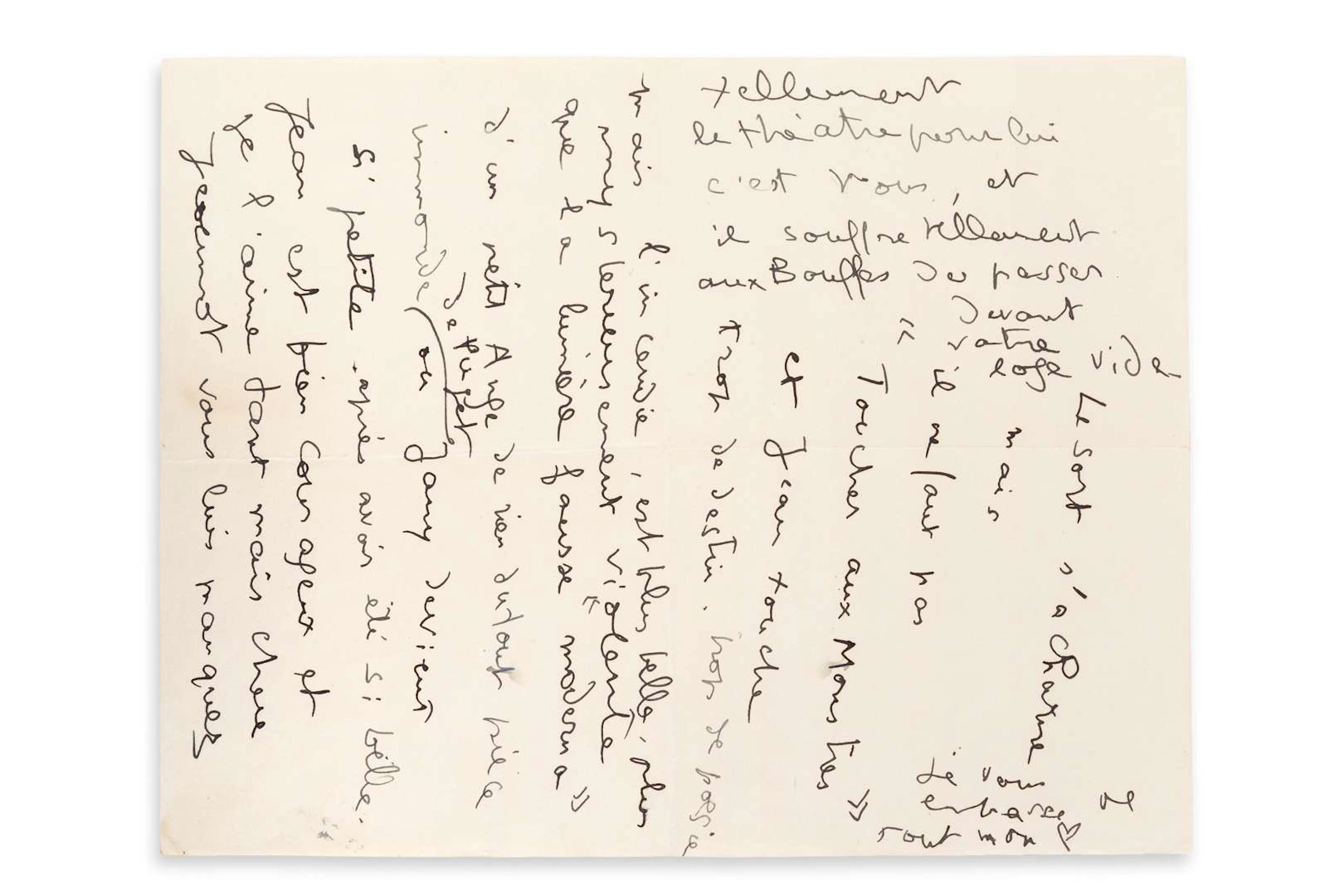 [COCTEAU, Jean (1889–1963)]., Anonymous letter signed with a heart