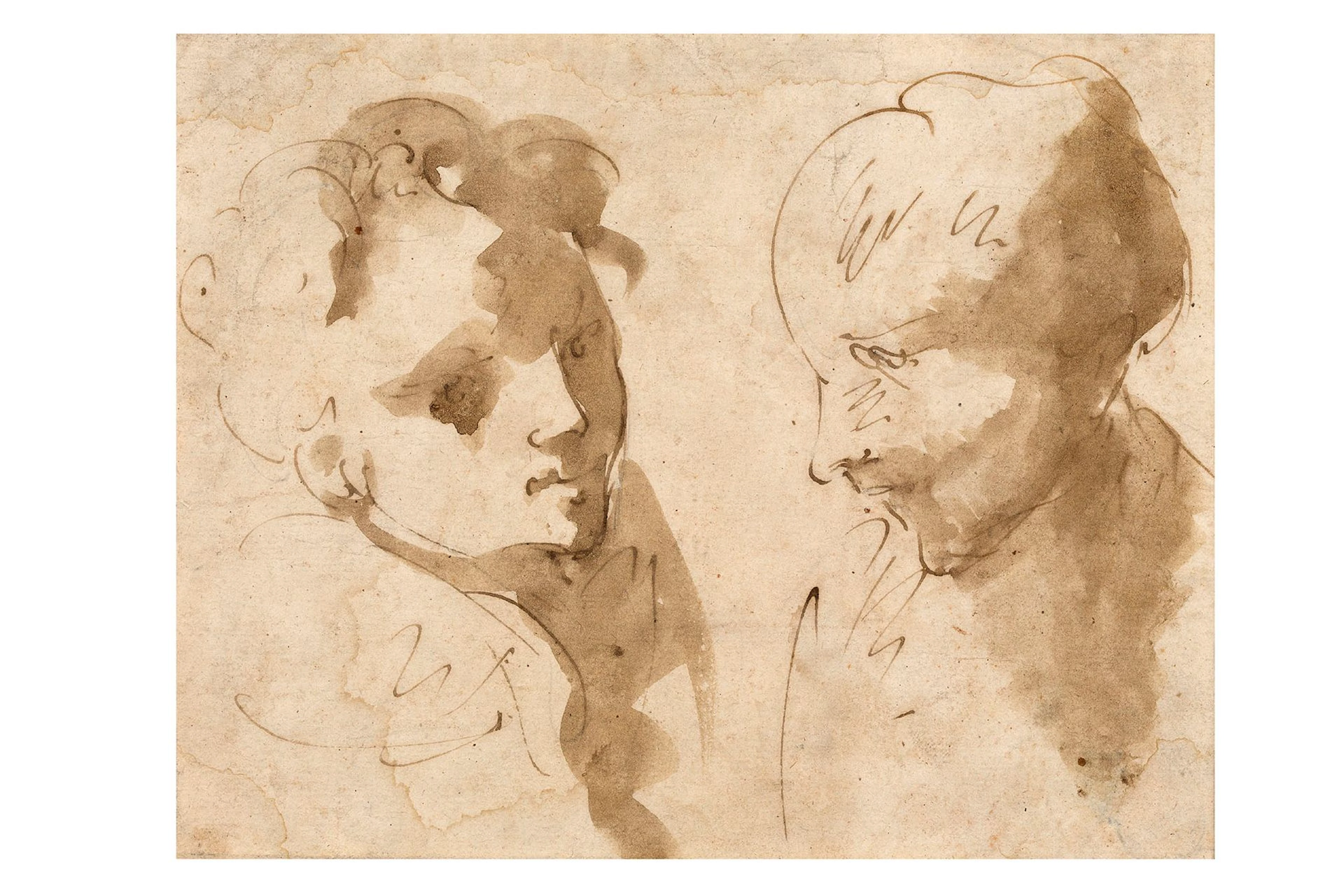 Giovanni Antonio BURRINI Bologna, 1656 - 1727 Study of two f - Lot 24