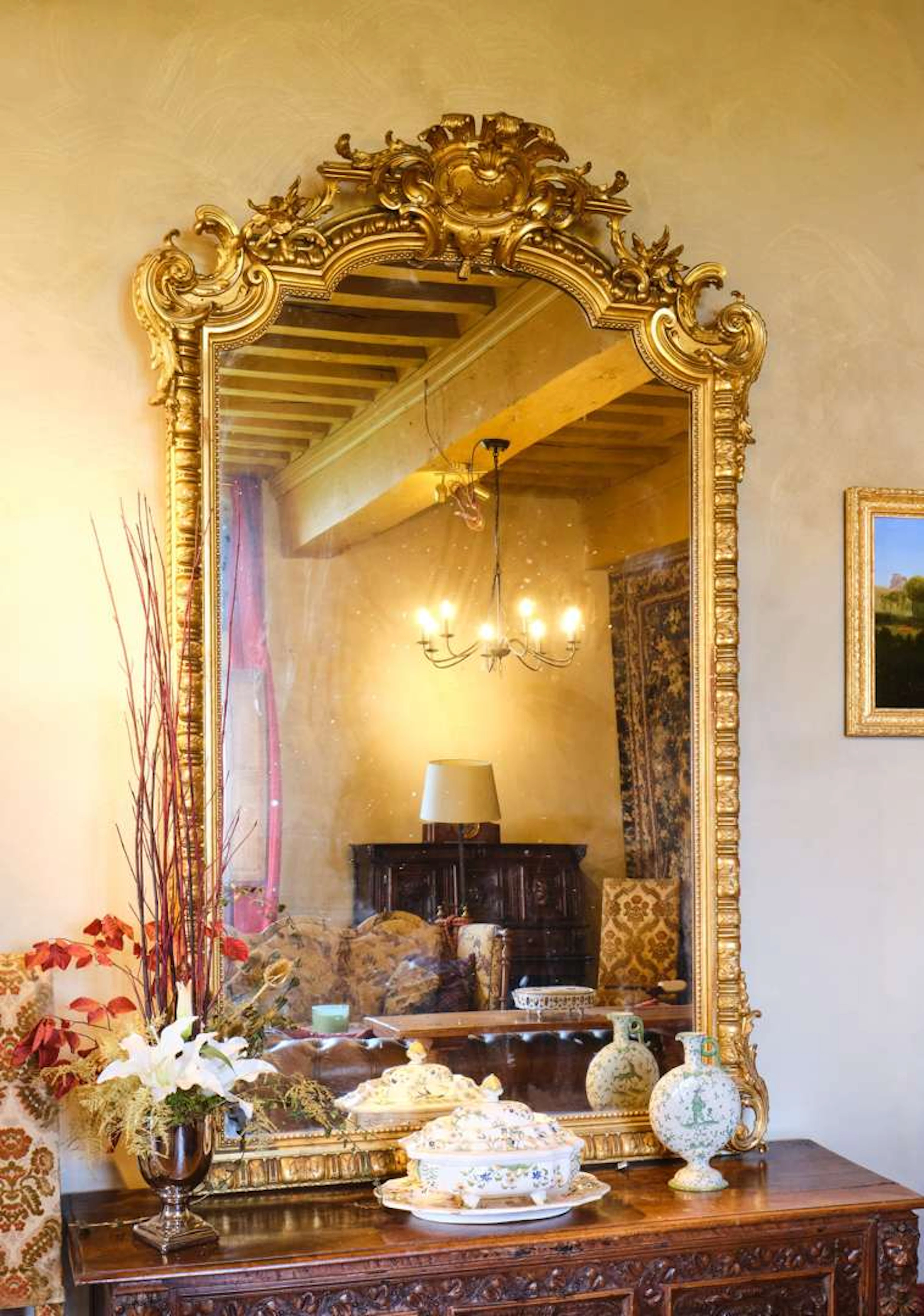 Large mirror, carved and gilded wood