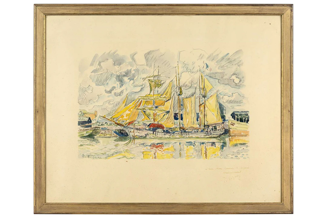 ACCORDING TO PAUL SIGNAC, Boats in the harbour