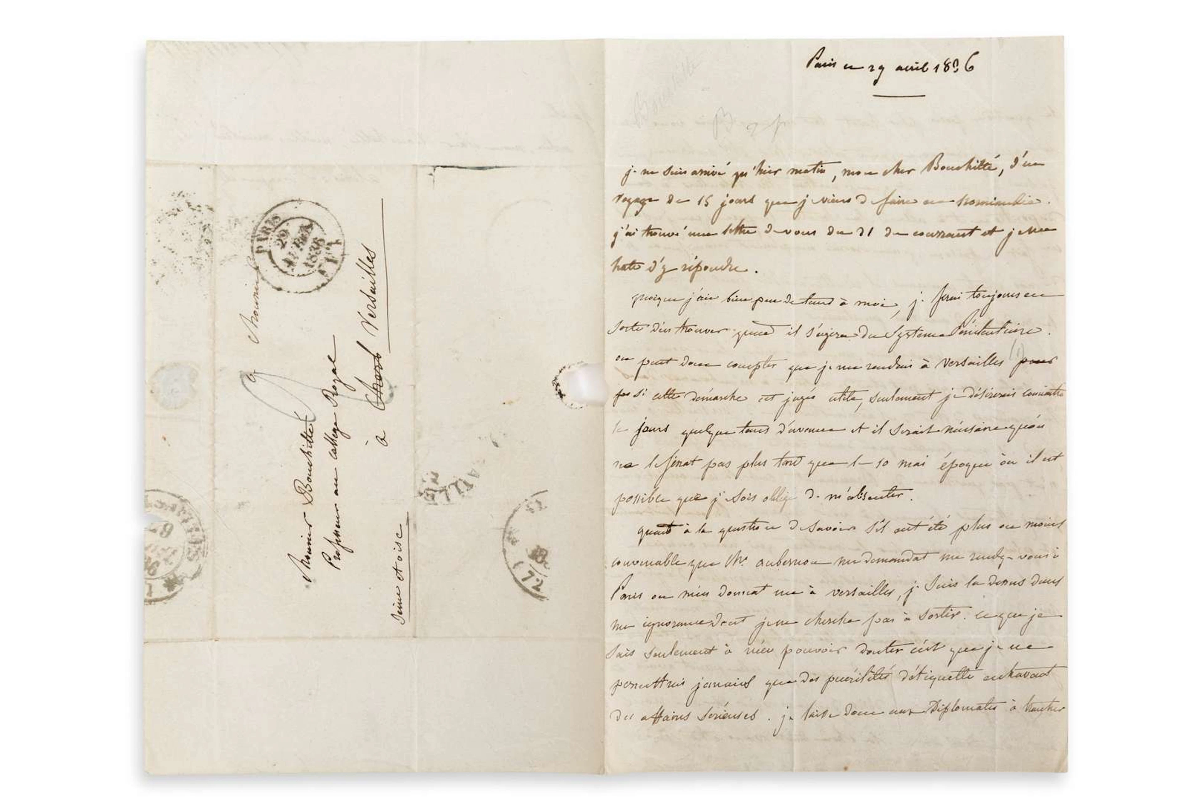 Alexis de Tocqueville (1805–1859)., L.A.S. ‘Alexis de Tocqueville’