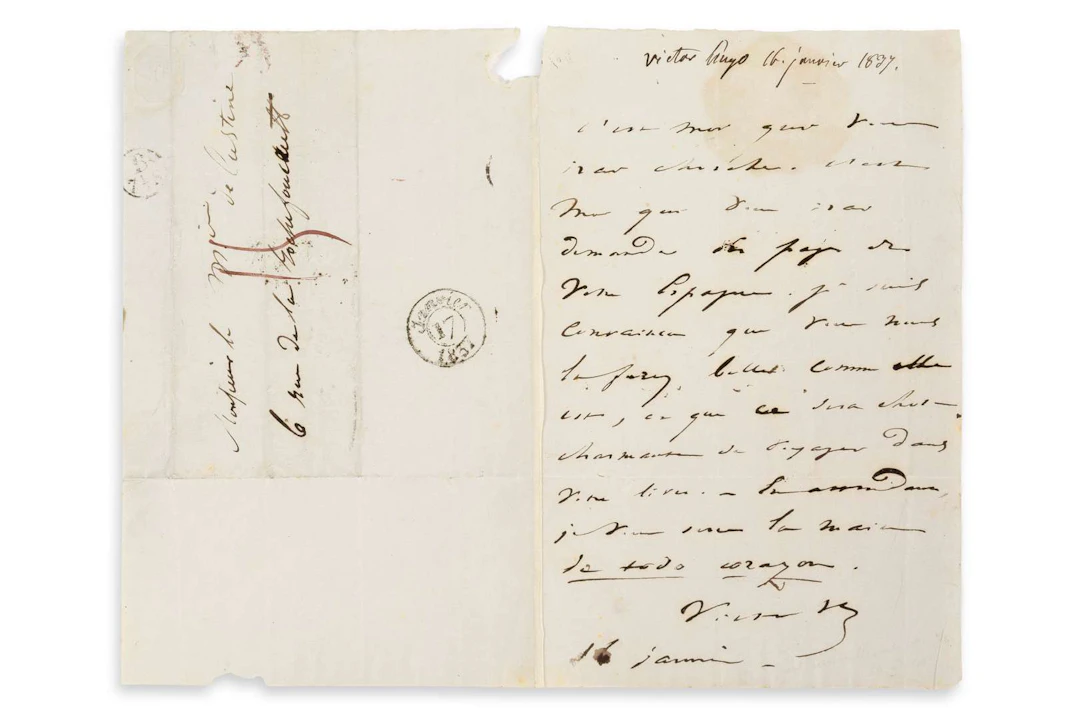 15783 HUGO Victor (1802–1885)., Letter from “Victor H”, 16 January