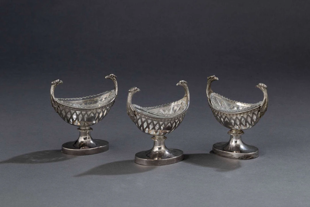 SET OF THREE SALT SHAKERS, by Joseph Germain Dutalis (1780–1852).