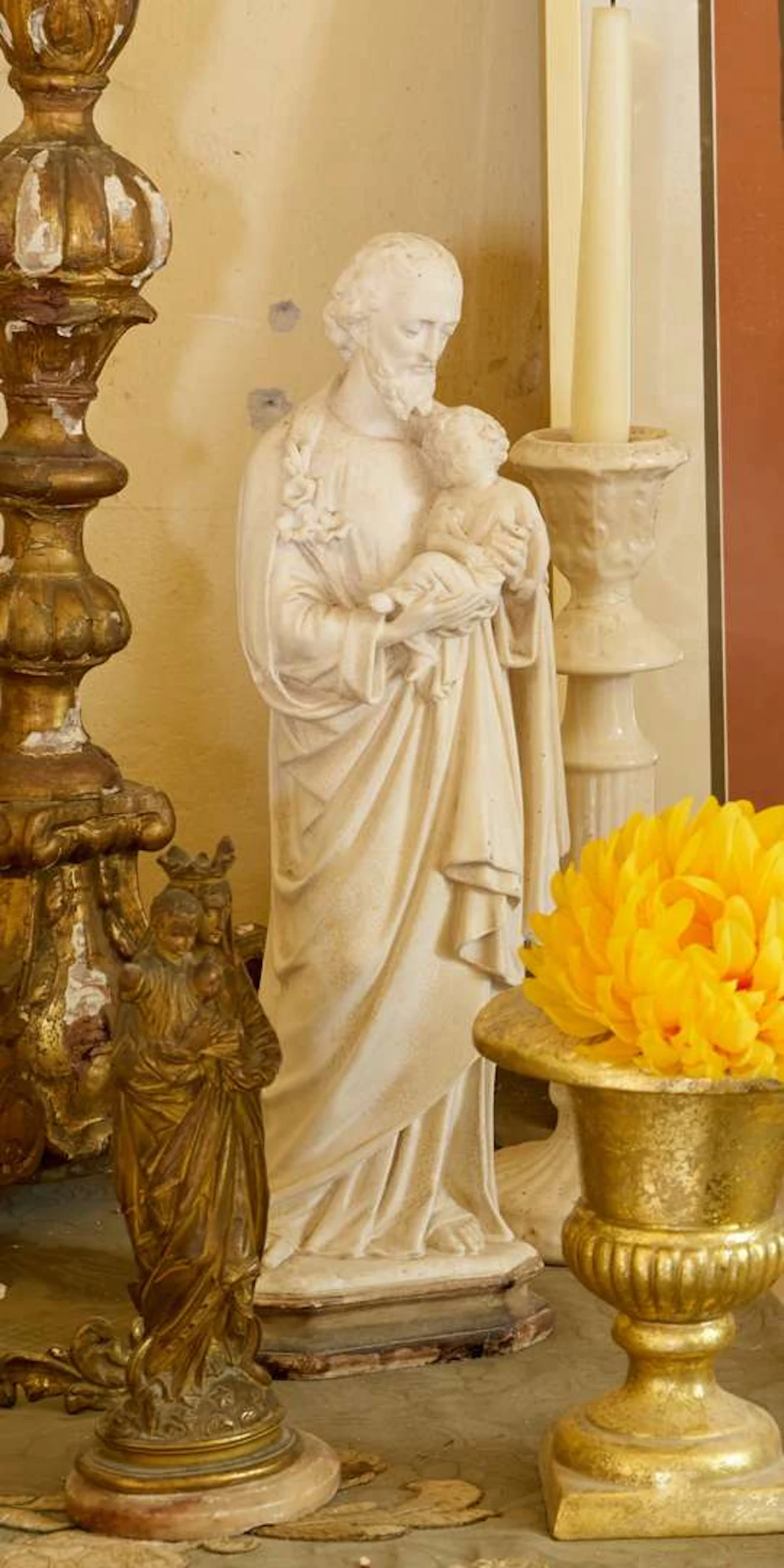 Saint Joseph and the Infant Jesus, Plaster sculpture