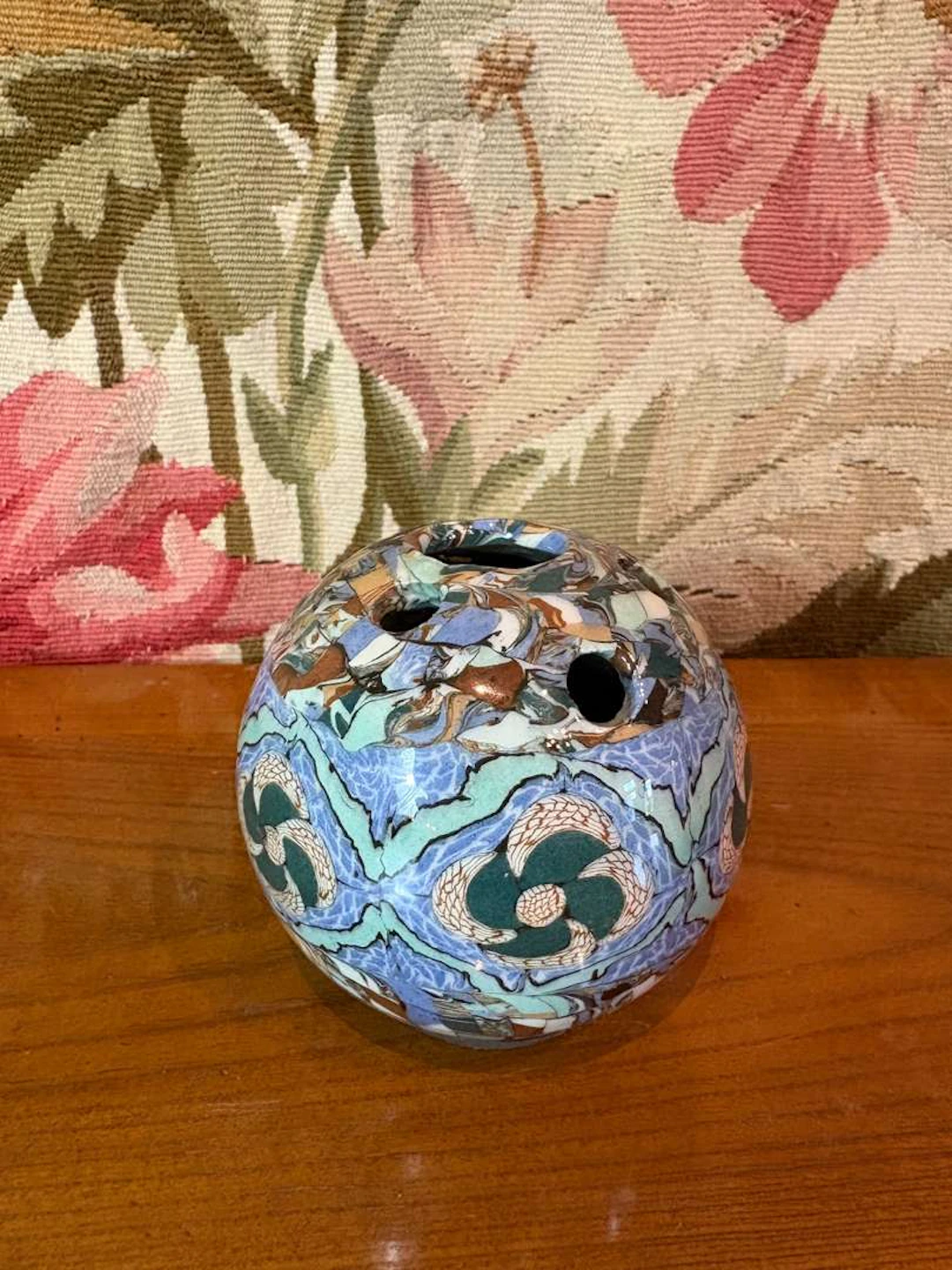 VALLAURIS & Jean GERBINO (1876–1966), Small inlaid ceramic ball-shaped vase