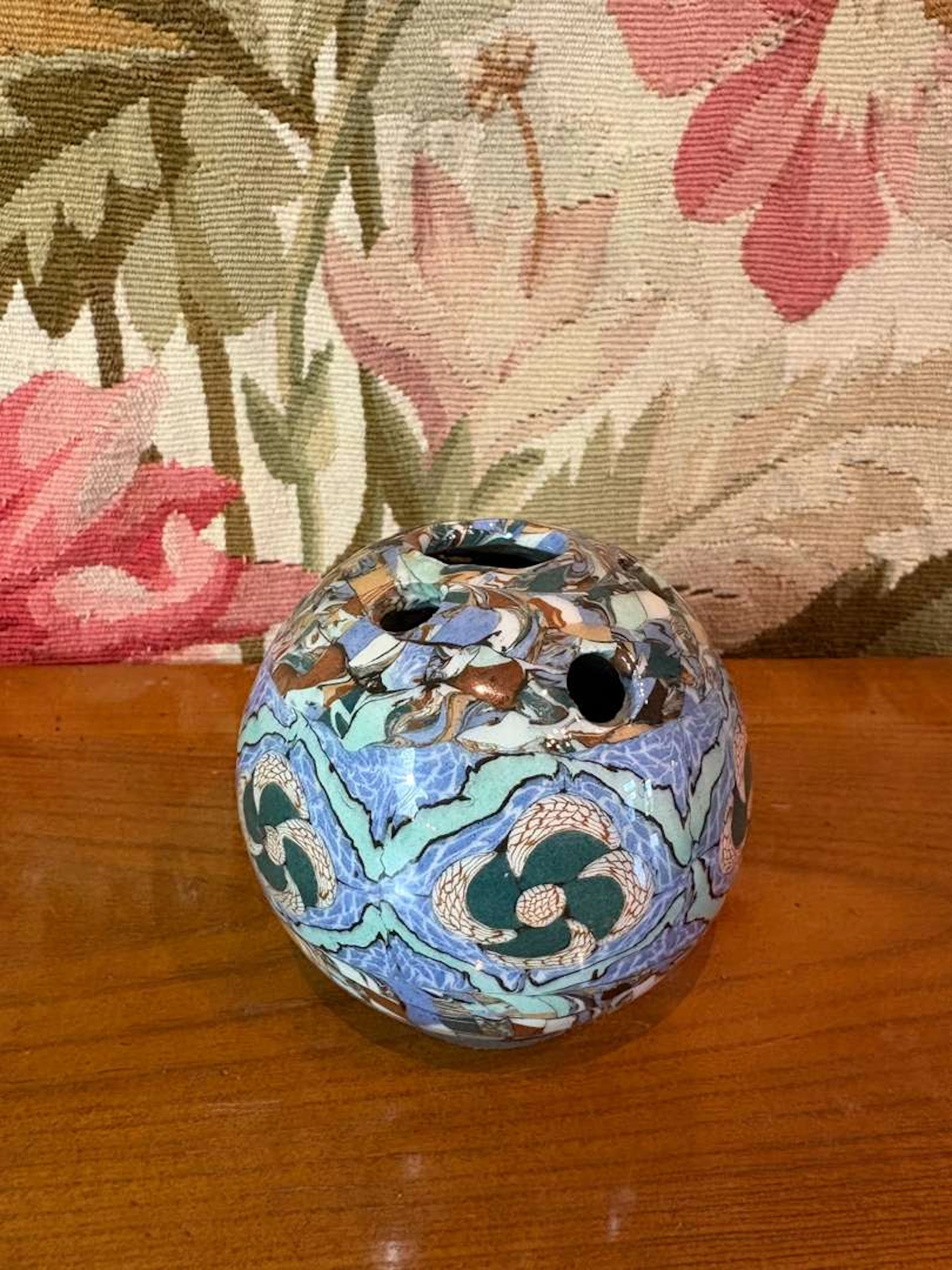 VALLAURIS & Jean GERBINO (1876–1966), Small inlaid ceramic ball-shaped vase