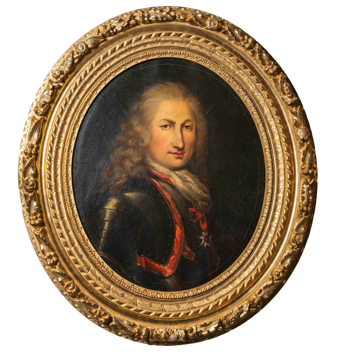 18th-century French school, Portrait of a man in armour