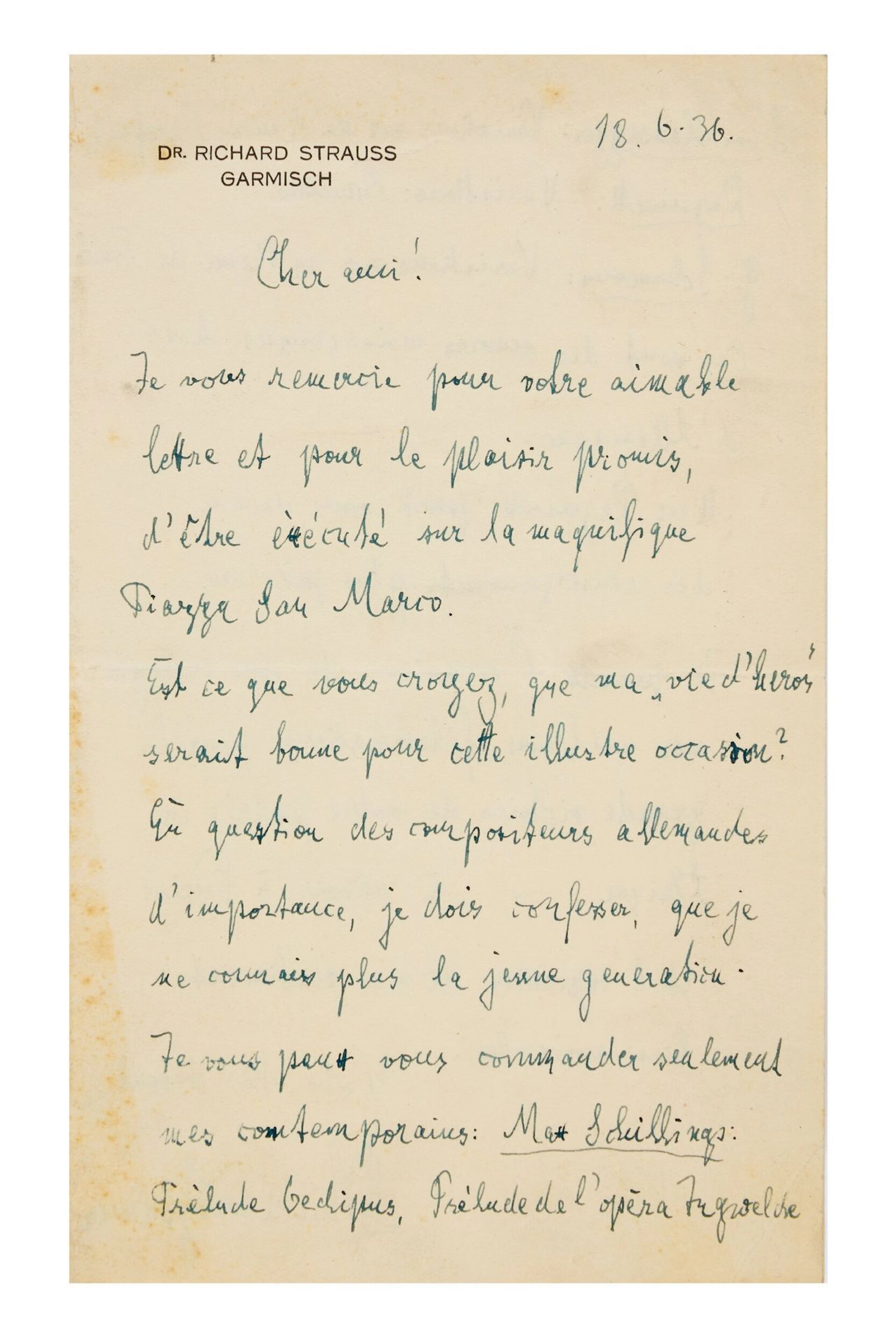 STRAUSS Richard (1864-1949) - Lot 130