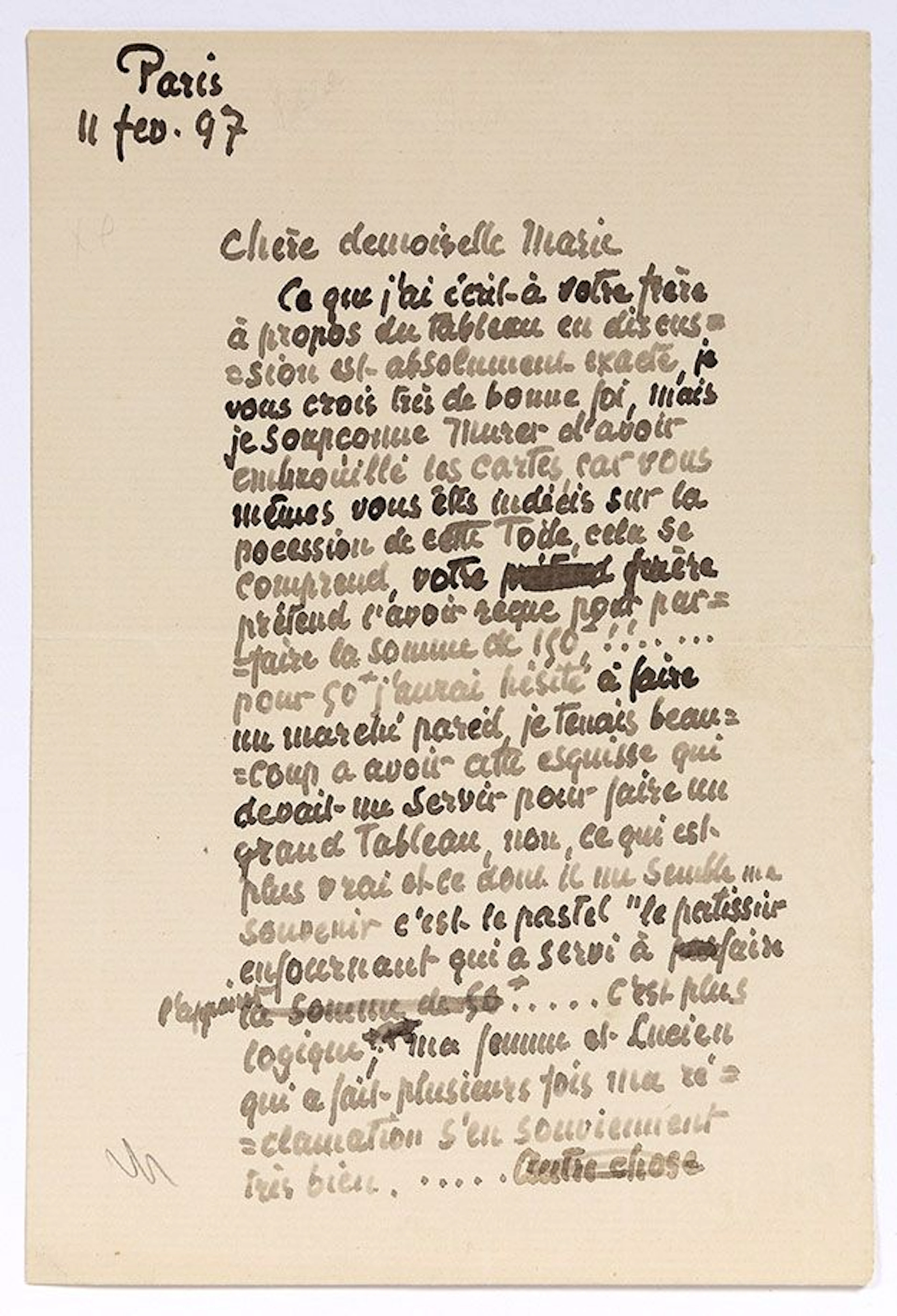 PISSARRO Camille (1830-1903). L.A. (draft), Paris February 1 - Lot 235