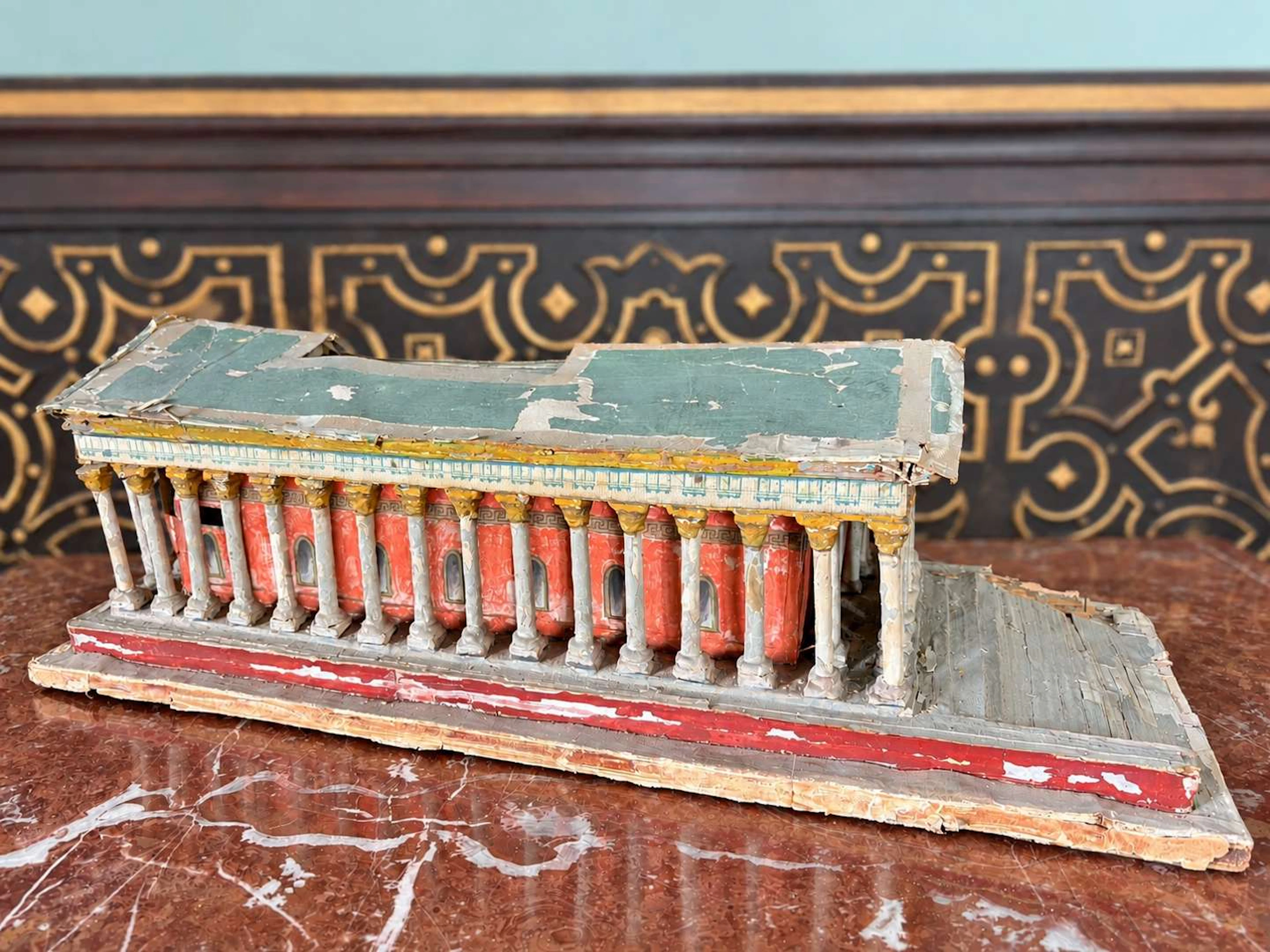 Architectural model, An ancient temple made of wood, papier mâché
