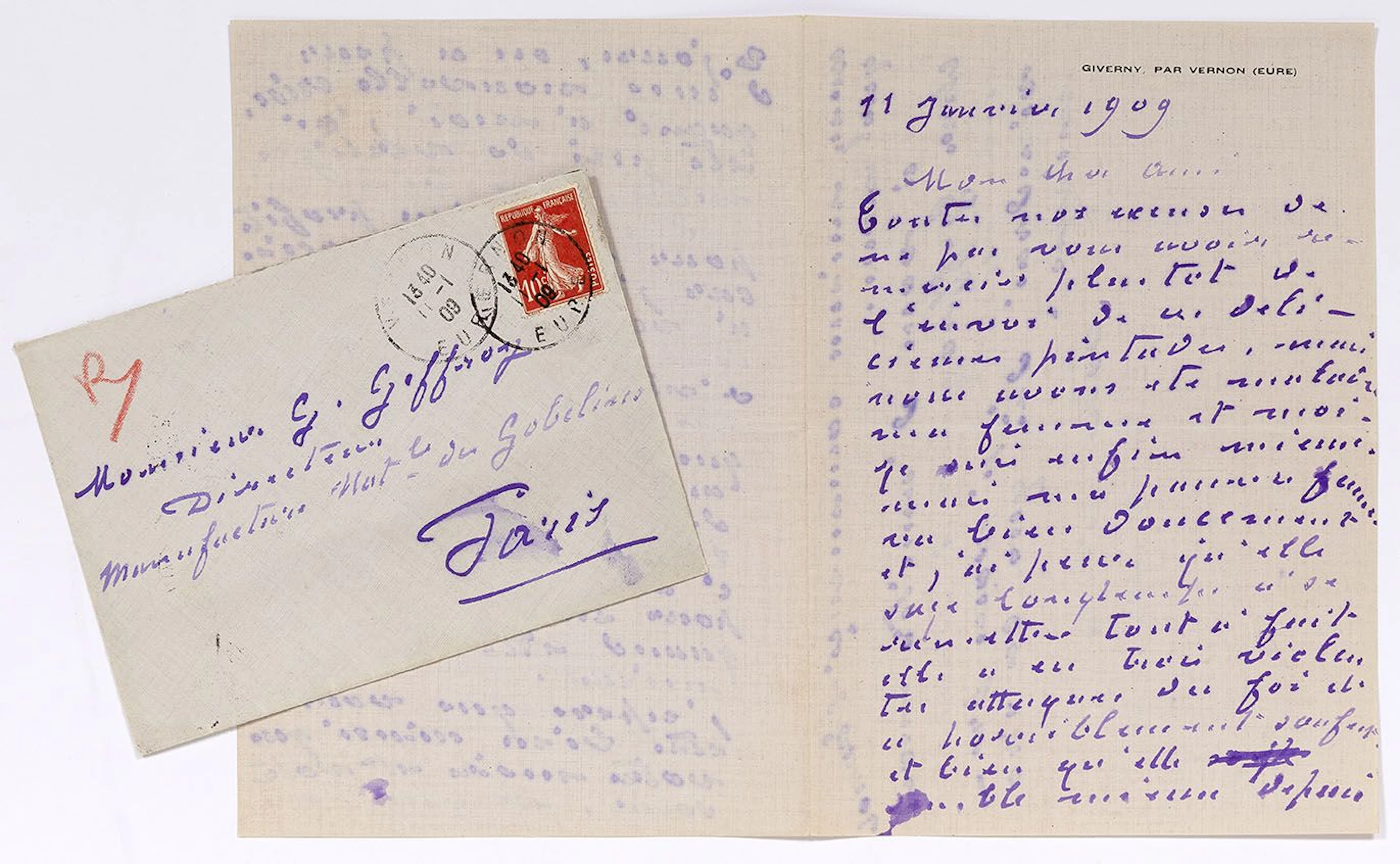 MONET Claude (1840-1926). L.A.S. "Claude Monet", Giverny Jan - Lot 220