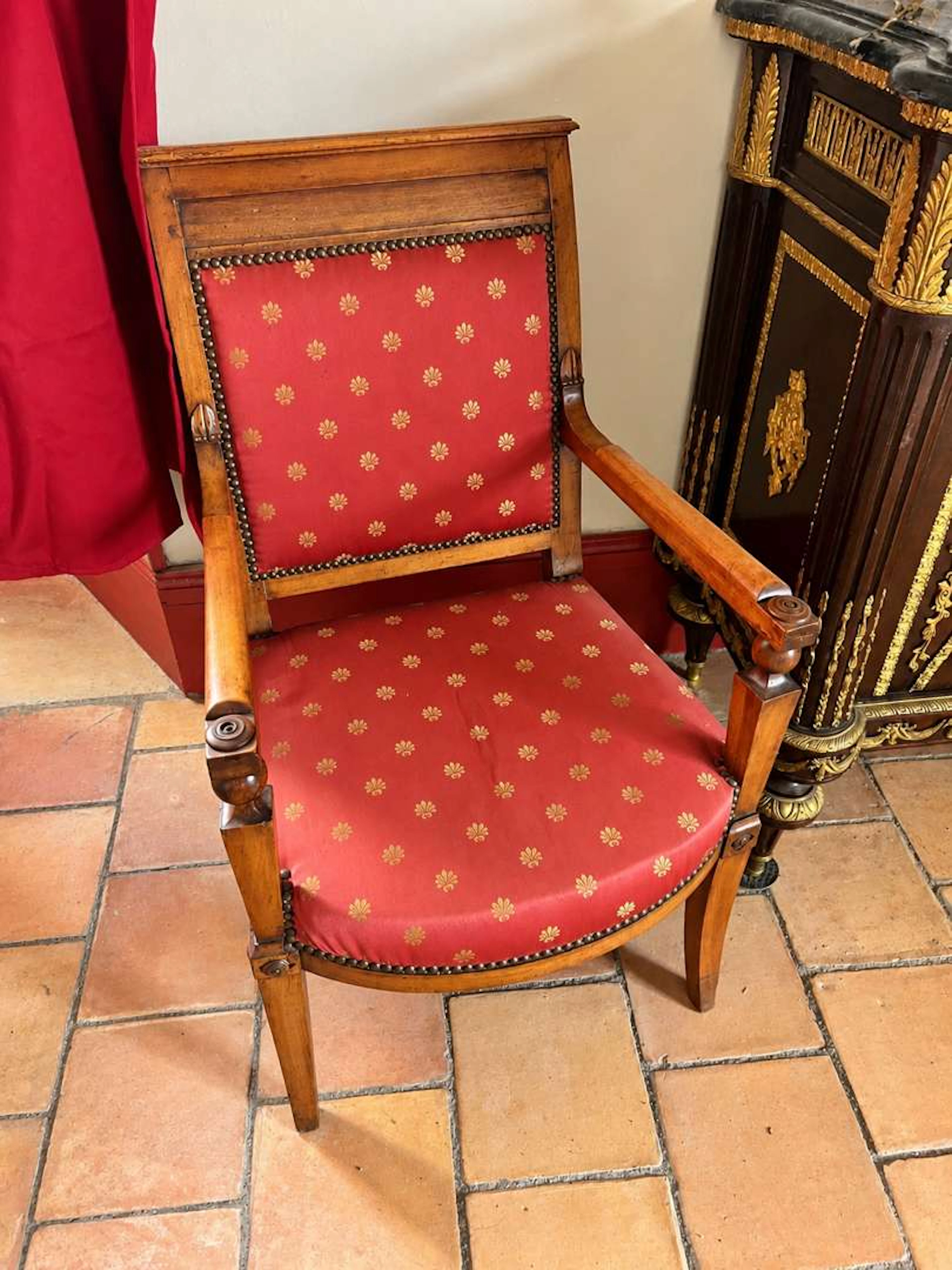 Set of four armchairs, carved from wood