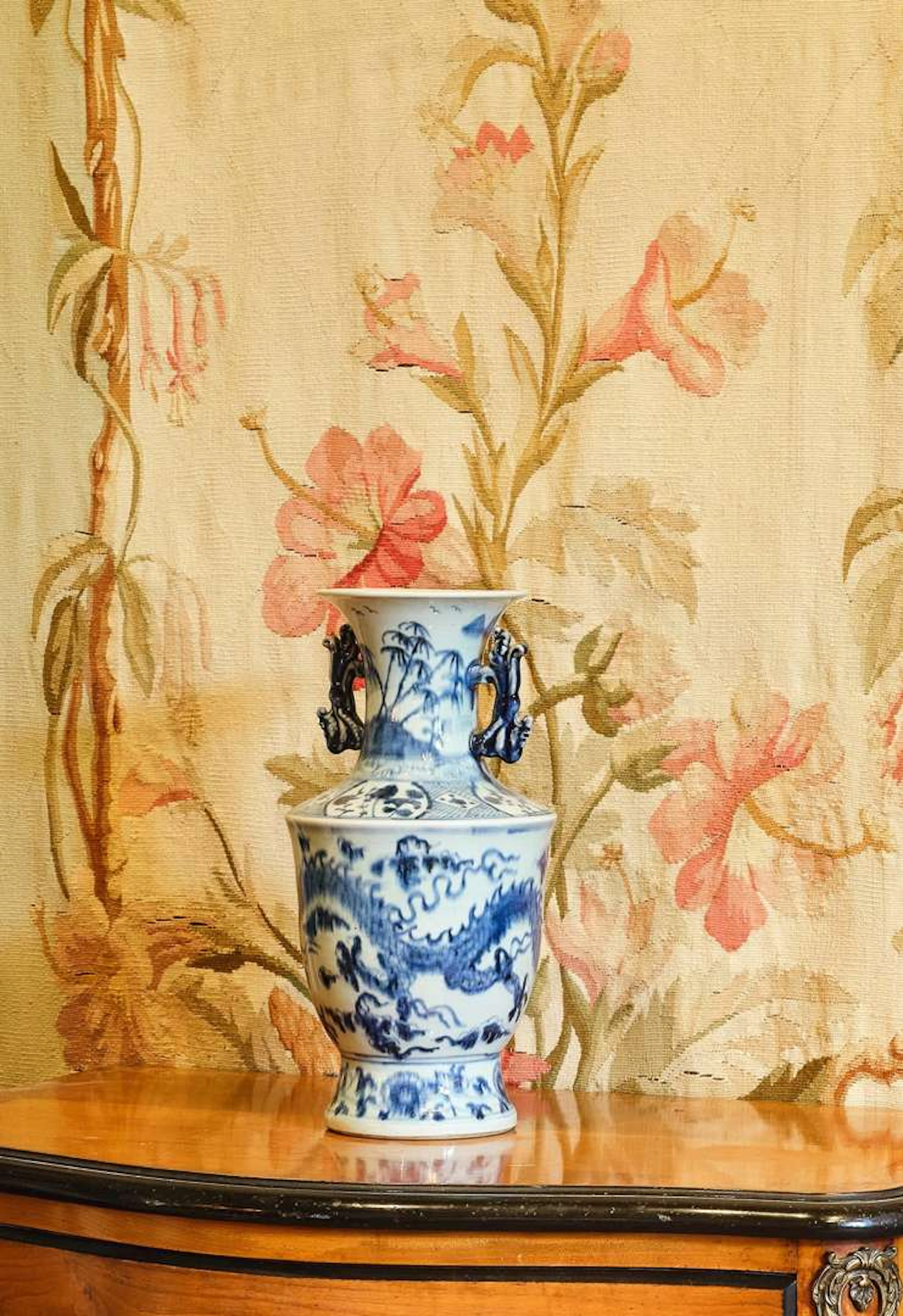 CHINA, Blue and white porcelain baluster vase
