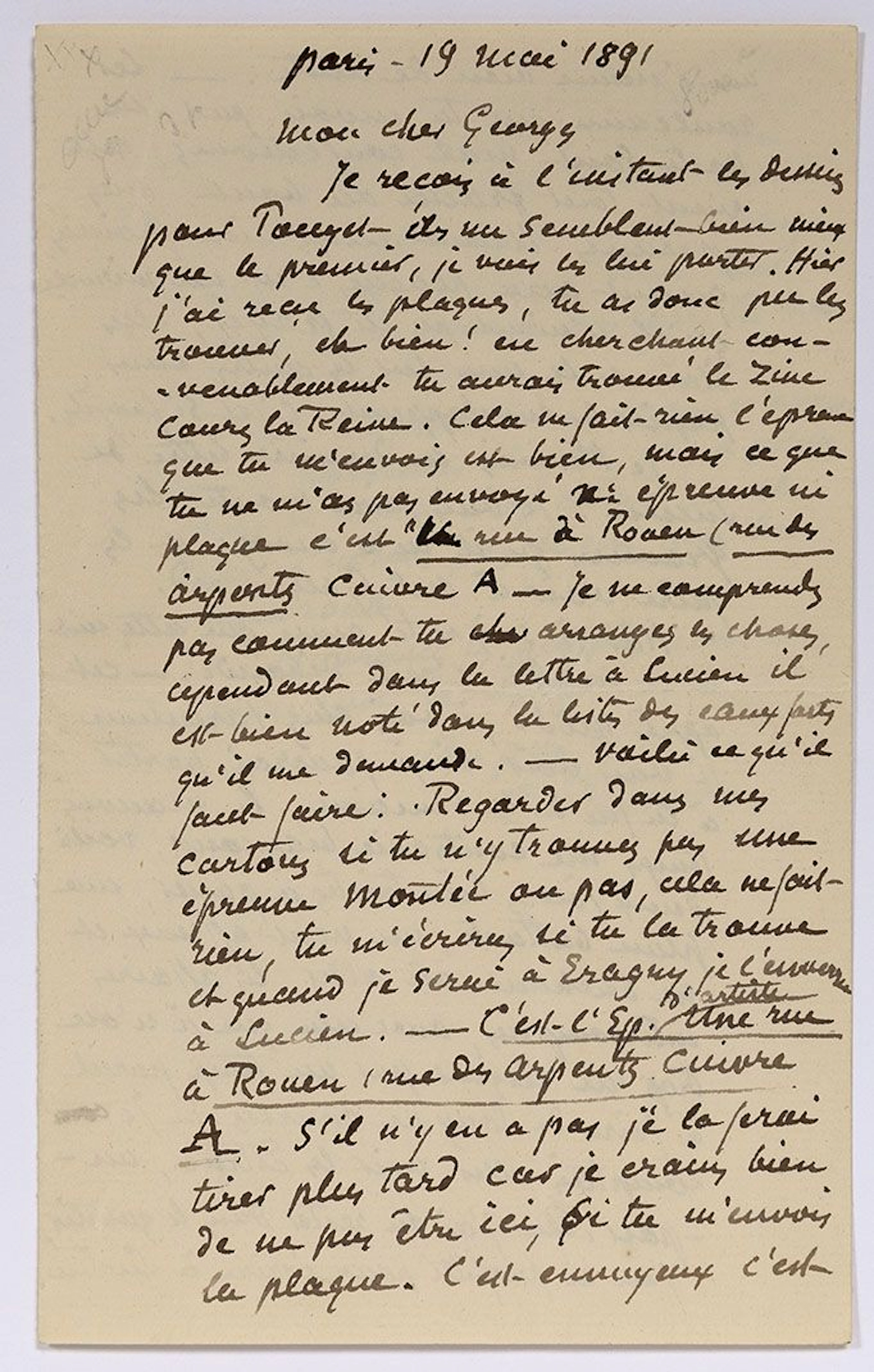 PISSARRO Camille (1830-1903), L.A.S. "C. Pissarro", Paris. P - Lot 231