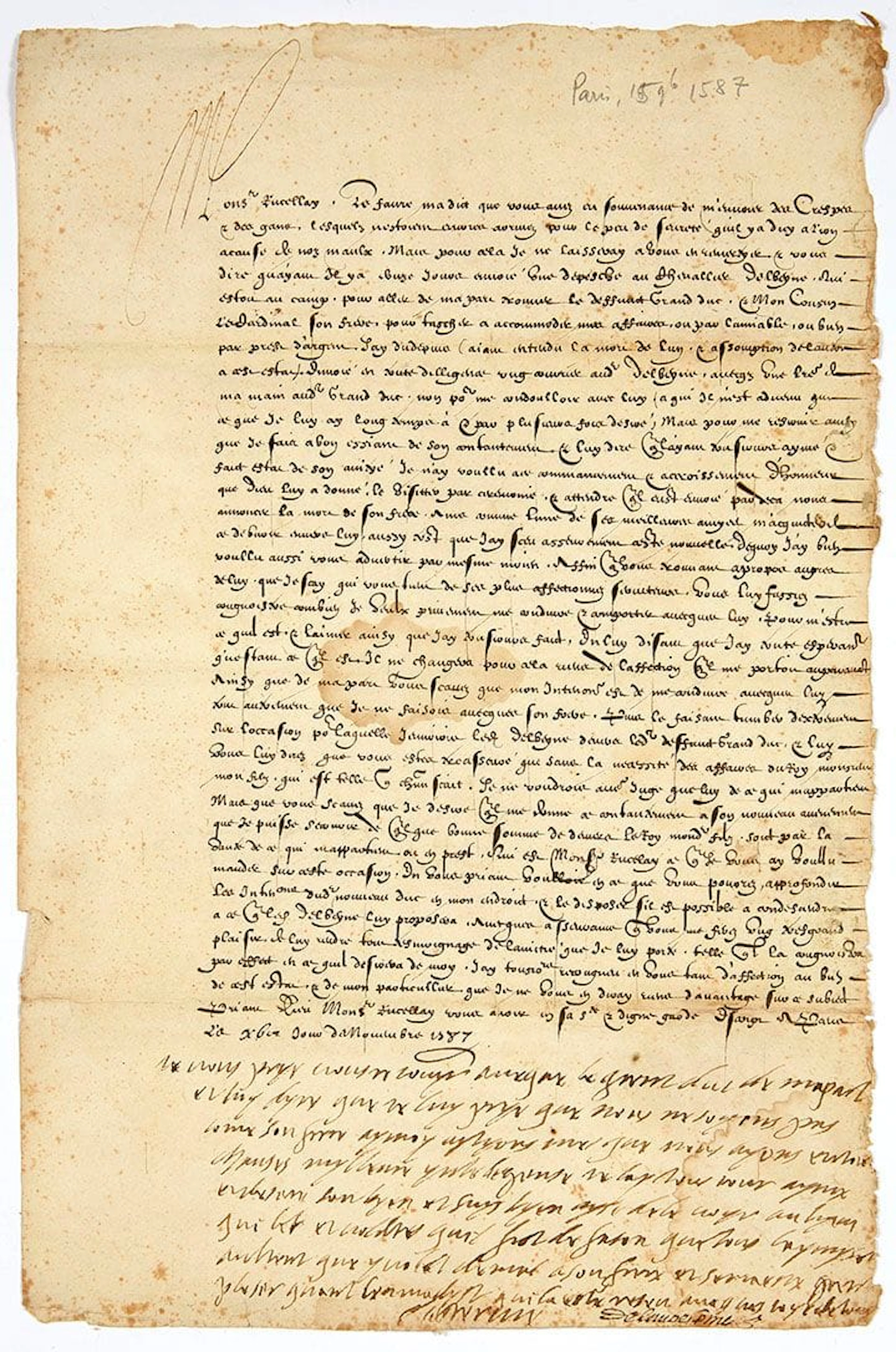 CATHERINE DE MÉDICIS (1519-1589) Queen of France. - Lot 583