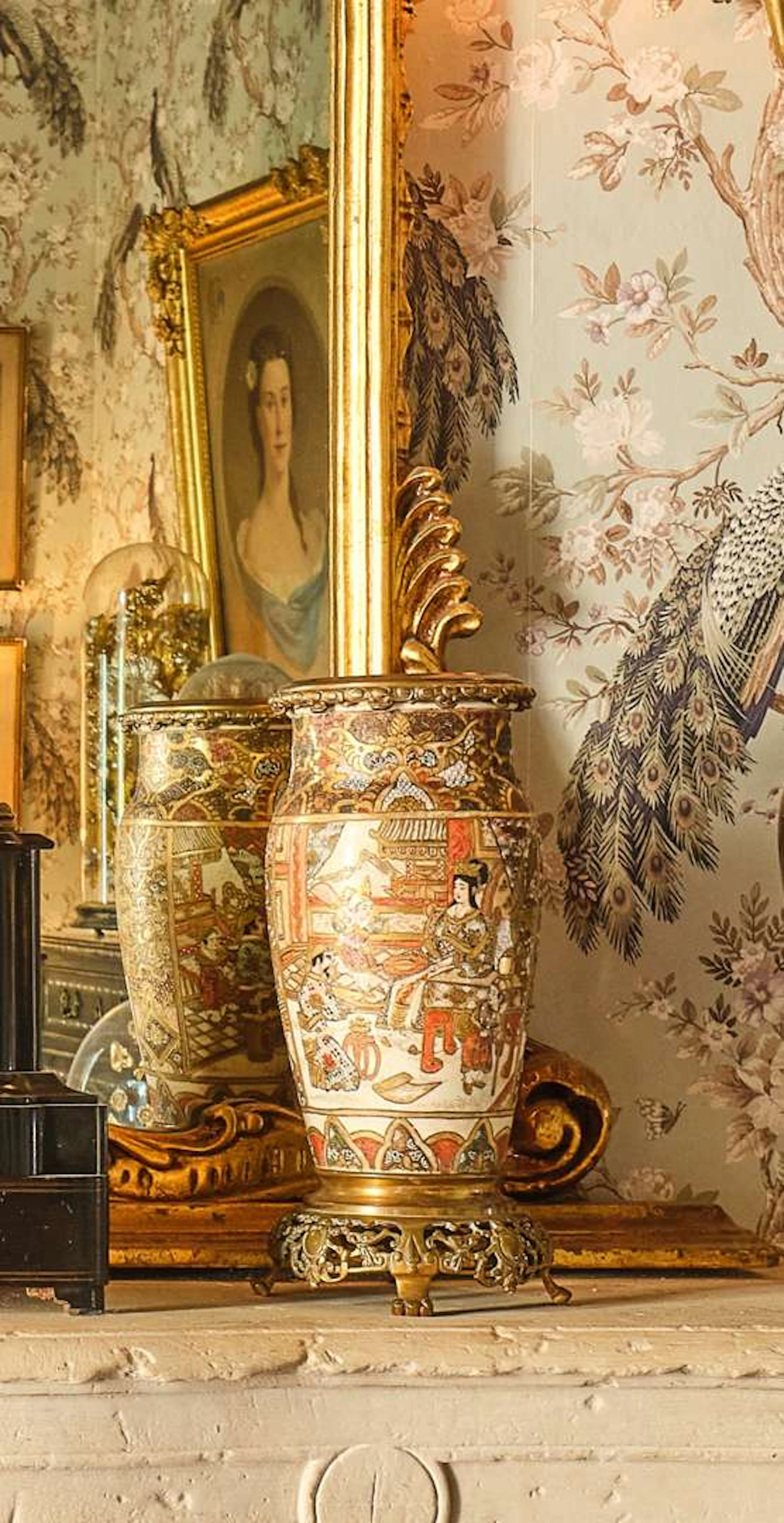 JAPAN, Satsuma, A pair of baluster vases in earthenware