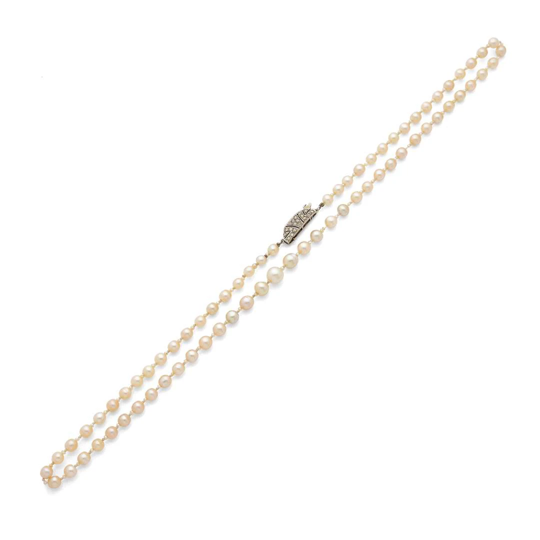 “FINE PEARLS” NECKLACE, A necklace of what are said to be fine pearls