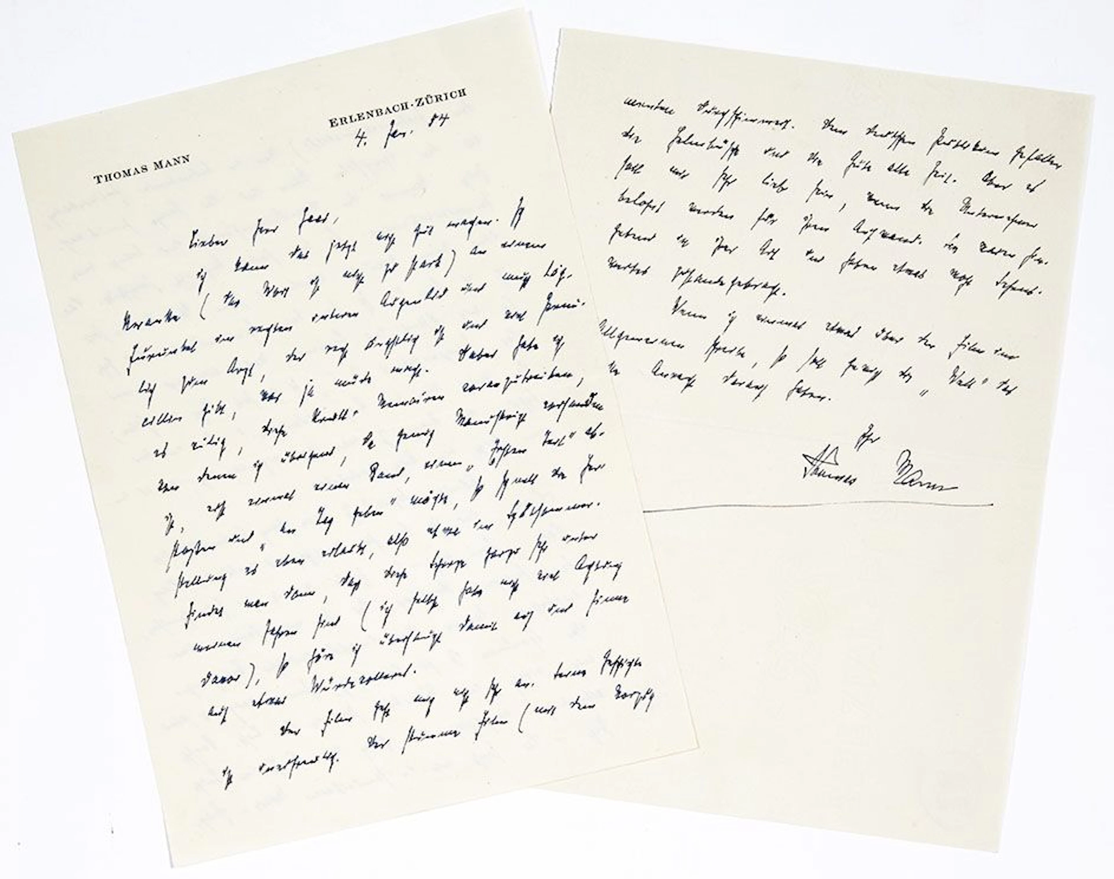 MANN Thomas (1875-1955). L.A.S. "Thomas Mann", Erlenbach-Zür - Lot 665