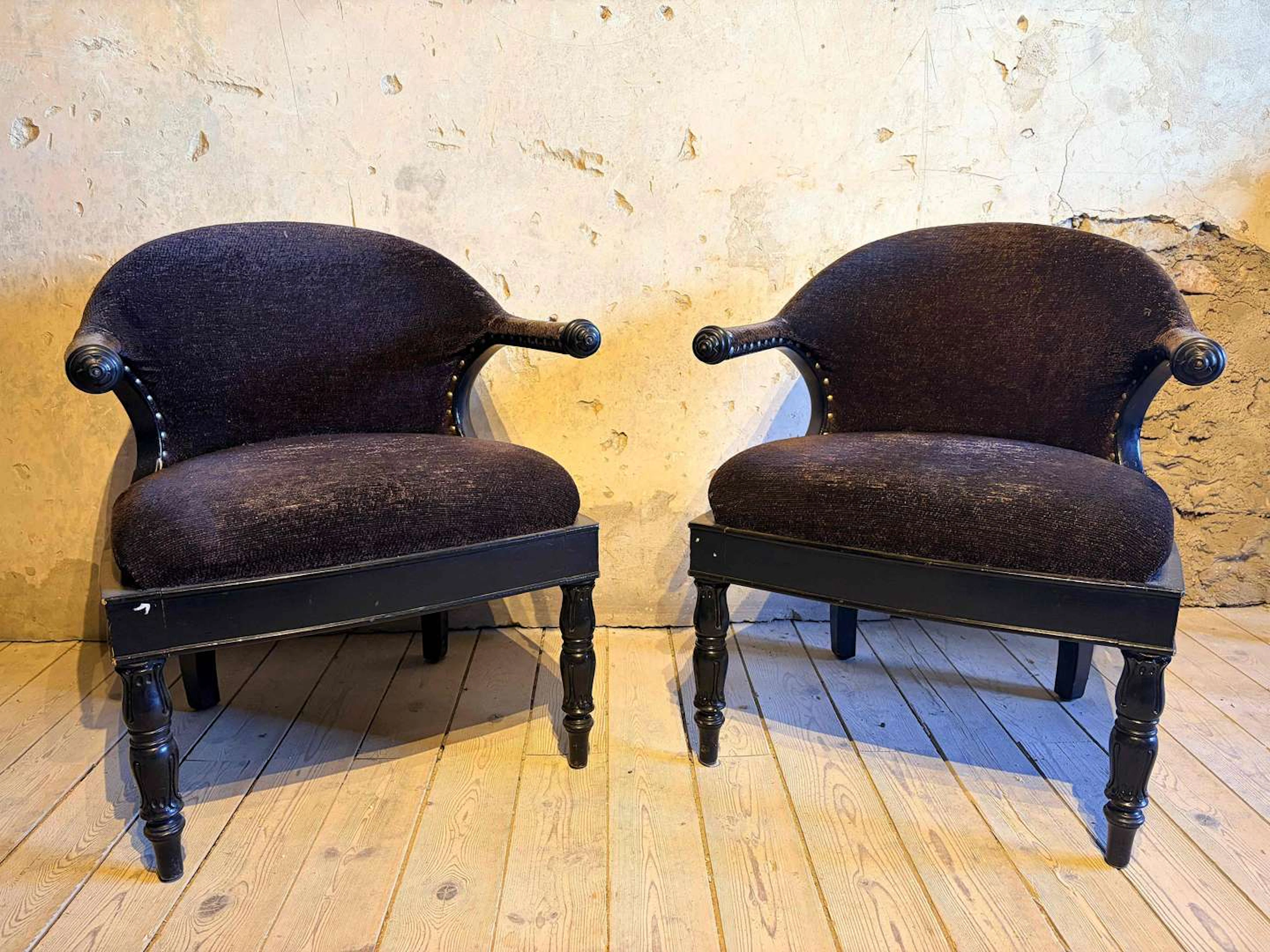 Jacques GARCIA (born in 1947), A pair of ‘Léon’ armchairs in blackened wood