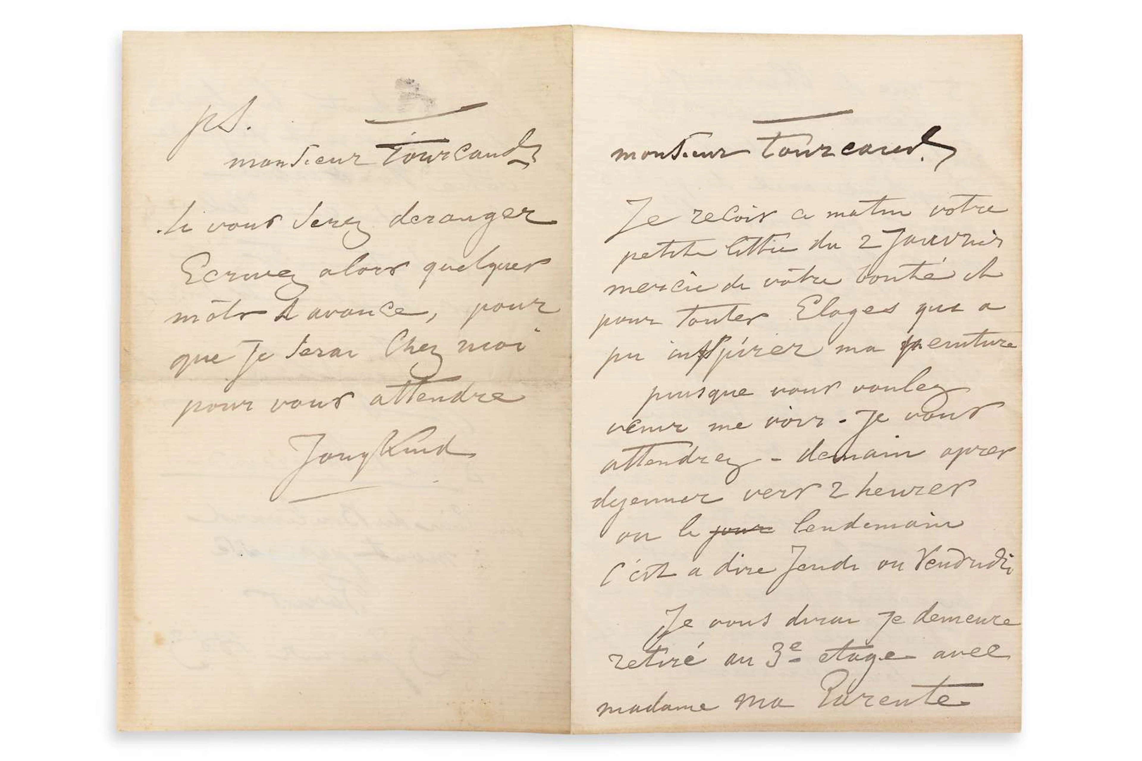 JONGKIND, Johann Barthold (1819–1891)., L.A.S. ‘Jongkind’, Paris