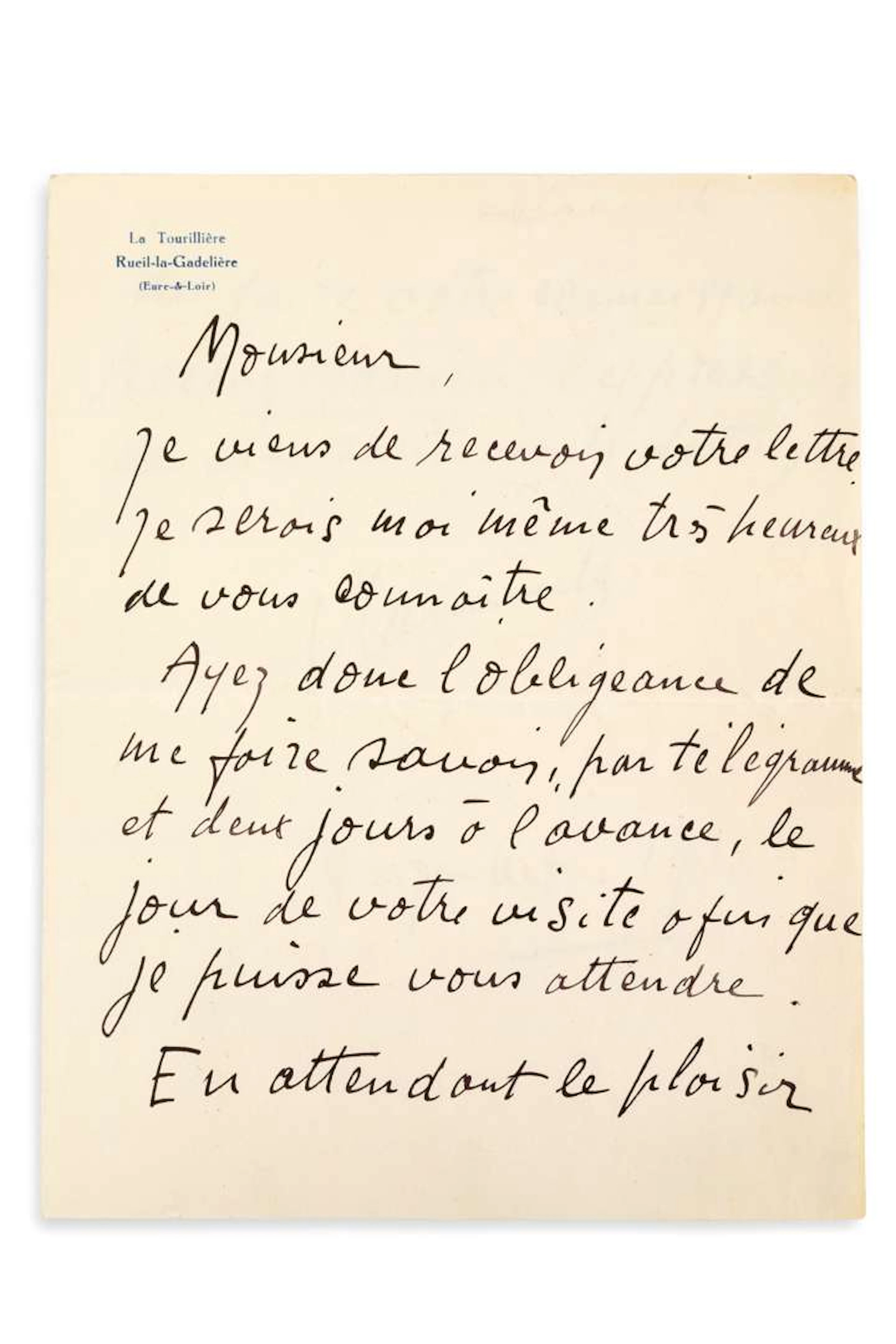 Maurice de VLAMINCK (1876–1958)., L.A.S. ‘Vlaminck’, Rueil-la-Gadelière