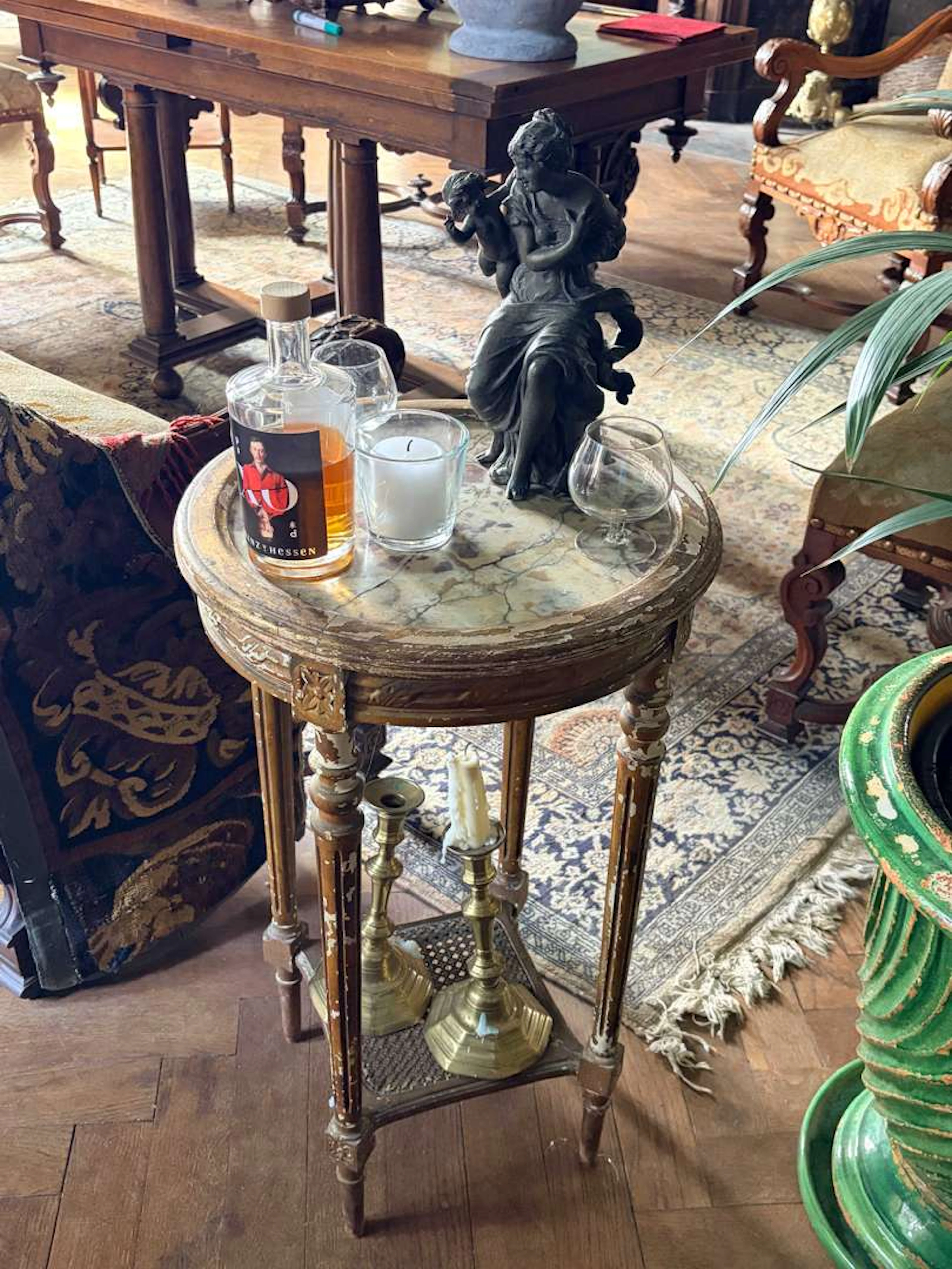 Side table, carved and gilded wood