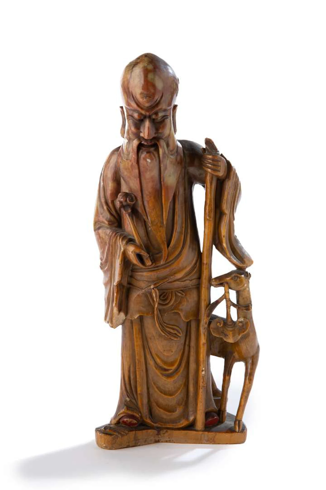 China, late Qing Dynasty (1644–1912) Shoulao made of hard stone H: 37 cm.