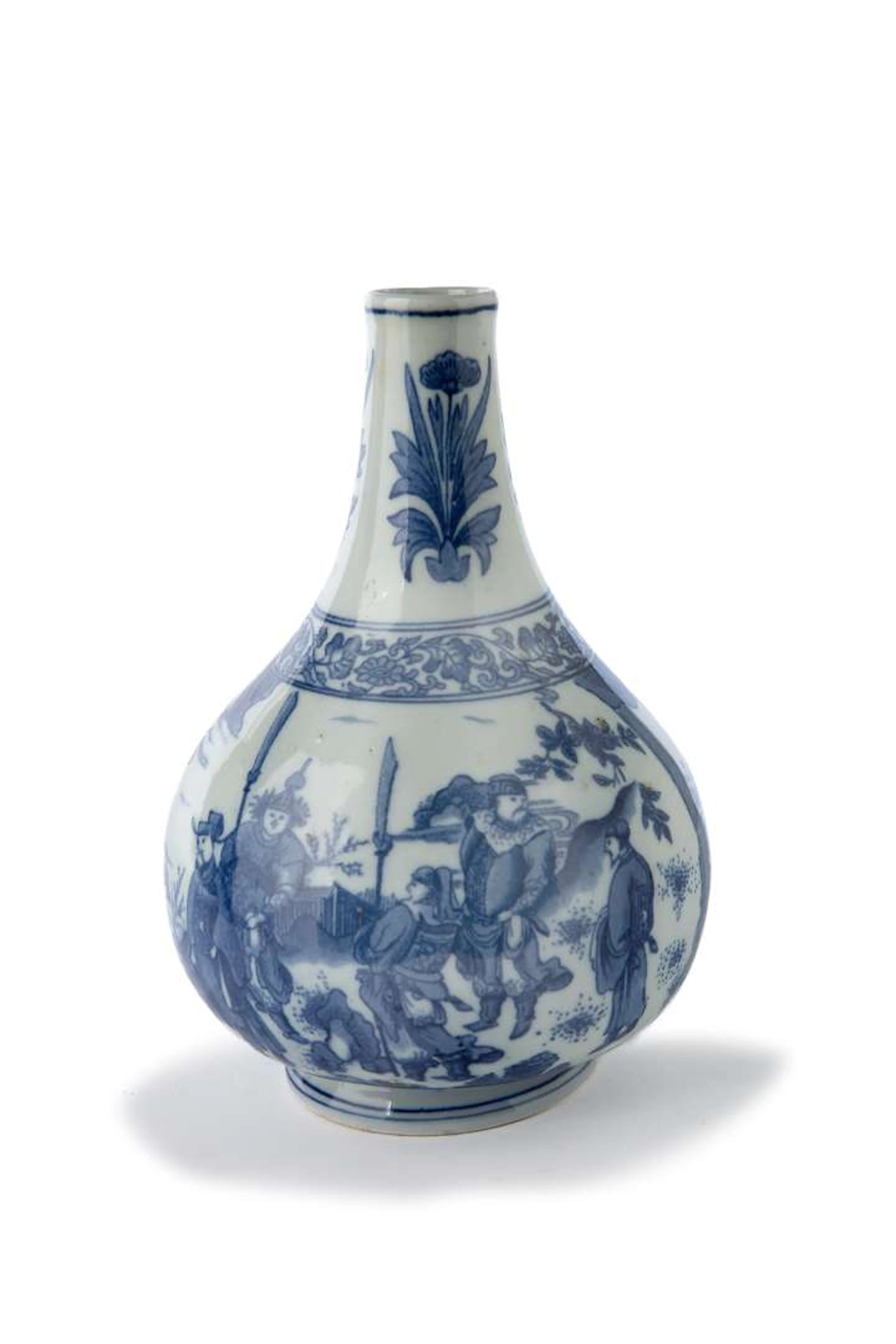 FAF / CHINE, Vase en porcelaine blanche et à décor bleu H. 26 cm