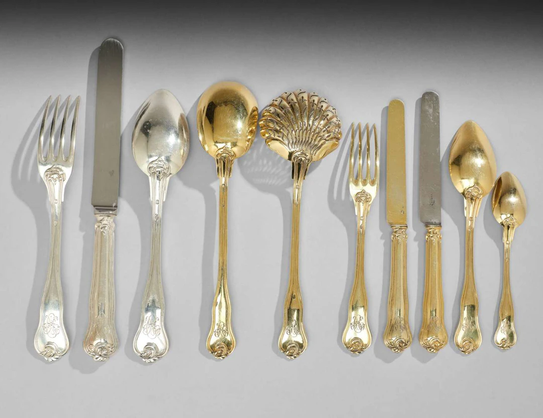 SET OF COOKWARE FOR A BLENDED FAMILY, Made of silver and vermeil