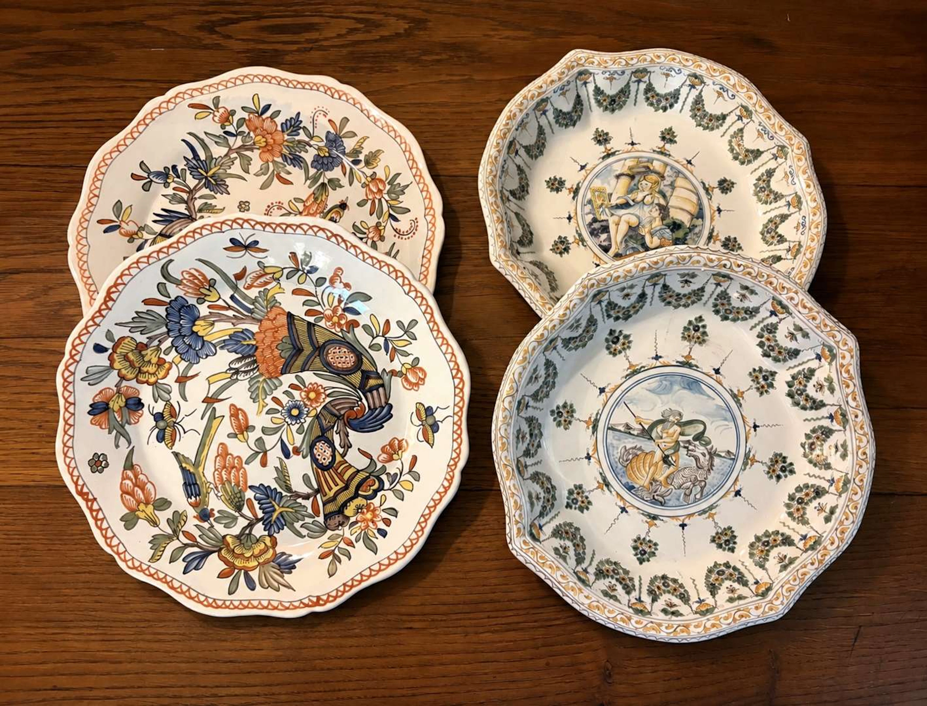 ROUEN & MOUSTIERS, Two pairs of plates