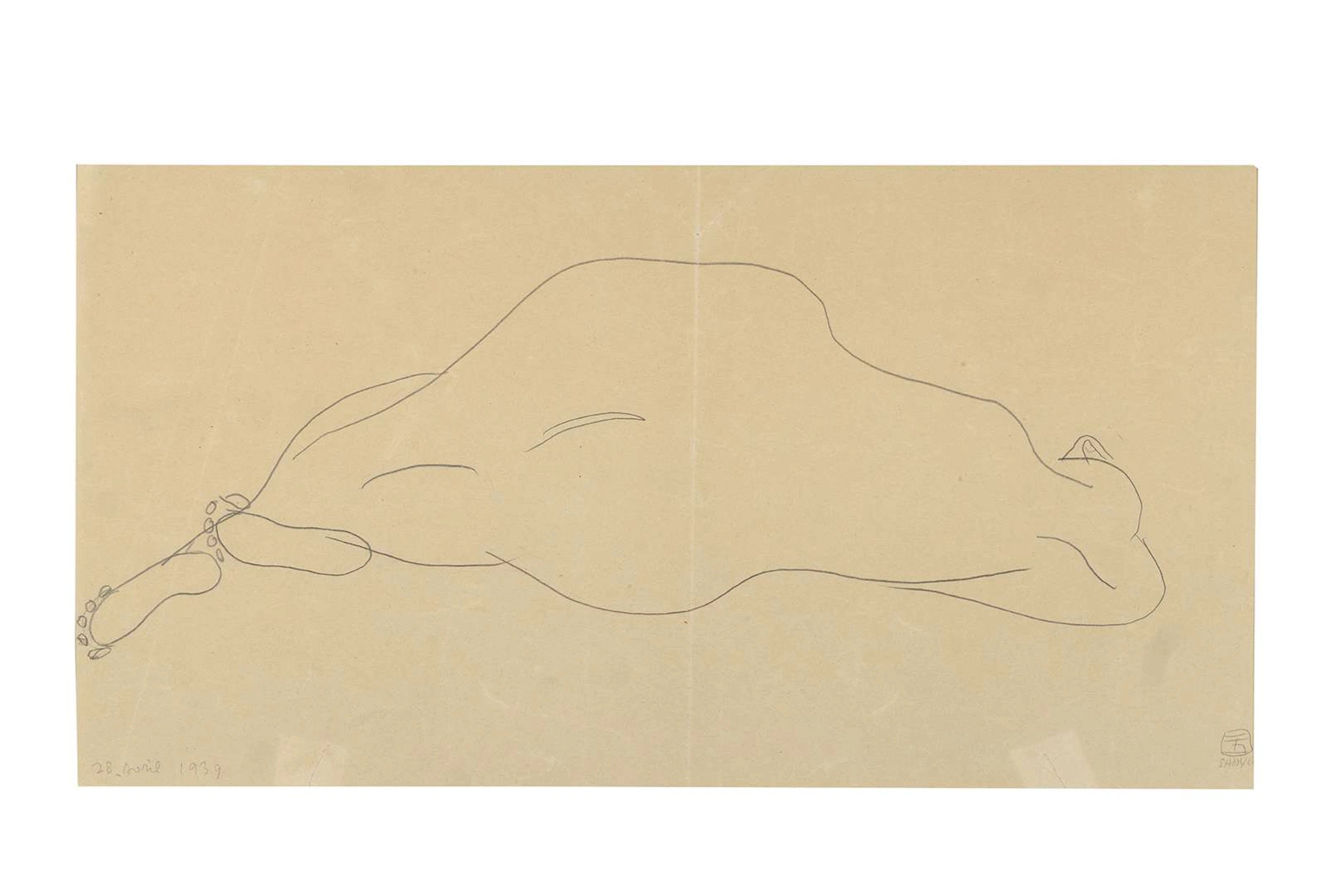 SANYU 常玉 (1895 - 1966), Nu allongé de dos, 28 avril 1939