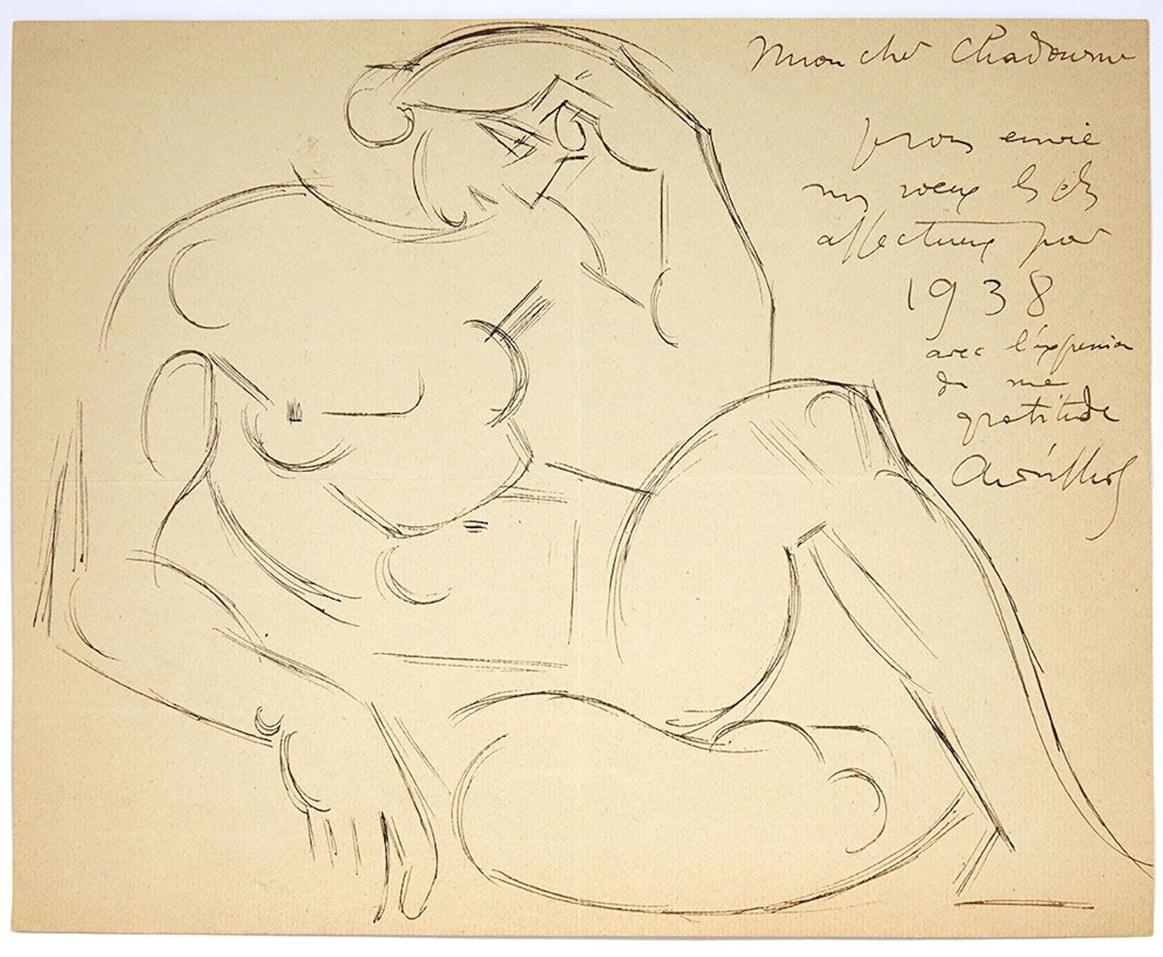 LHOTE André (1885-1962). L.A.S. "André Lhote" with DRAWING, - Lot 200
