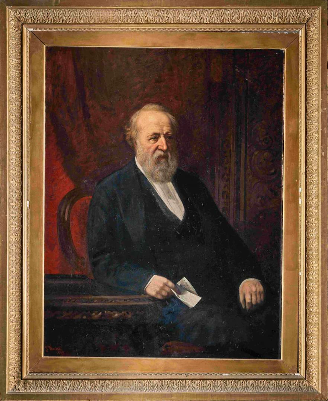 The 19th-Century School, J. MACKIE***, Portrait of a man holding a