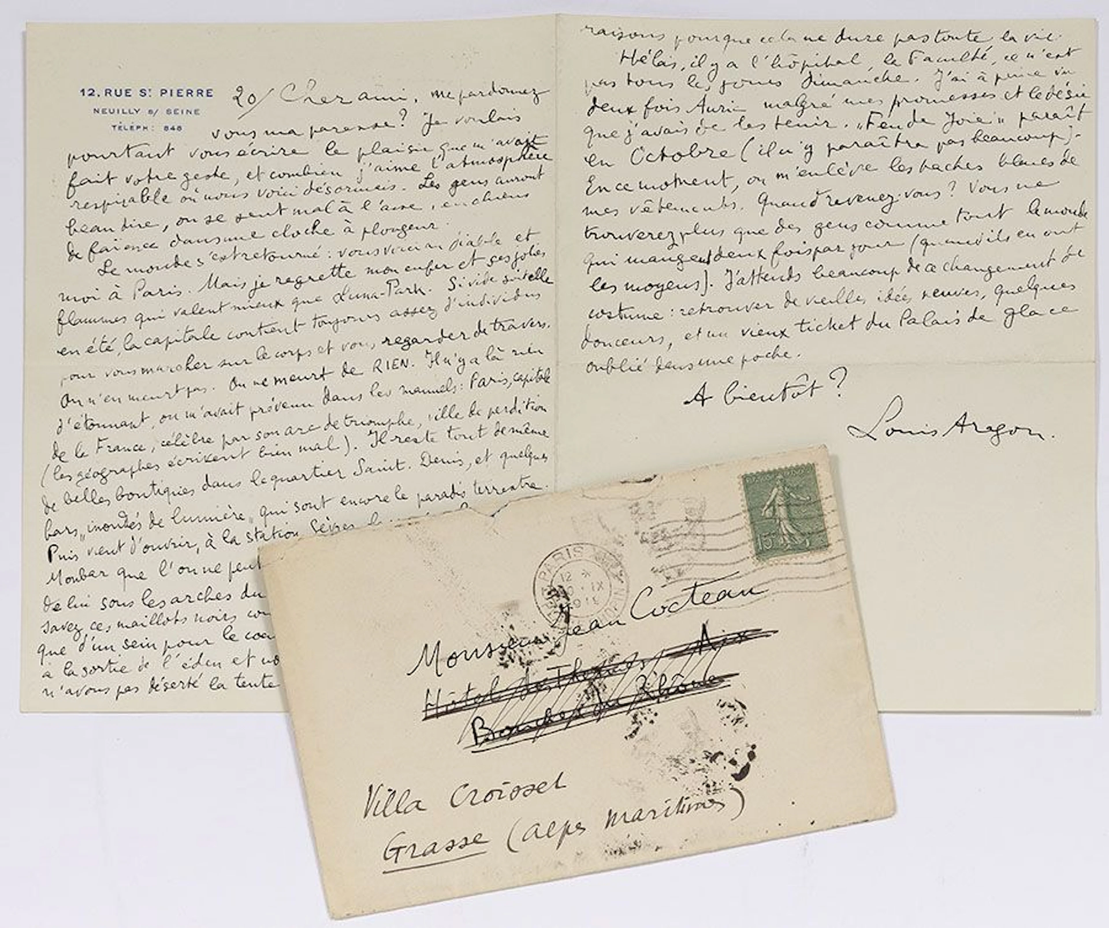 ARAGON Louis (1897-1982). L.A.S. "Louis Aragon", Neuilly 20 - Lot 519