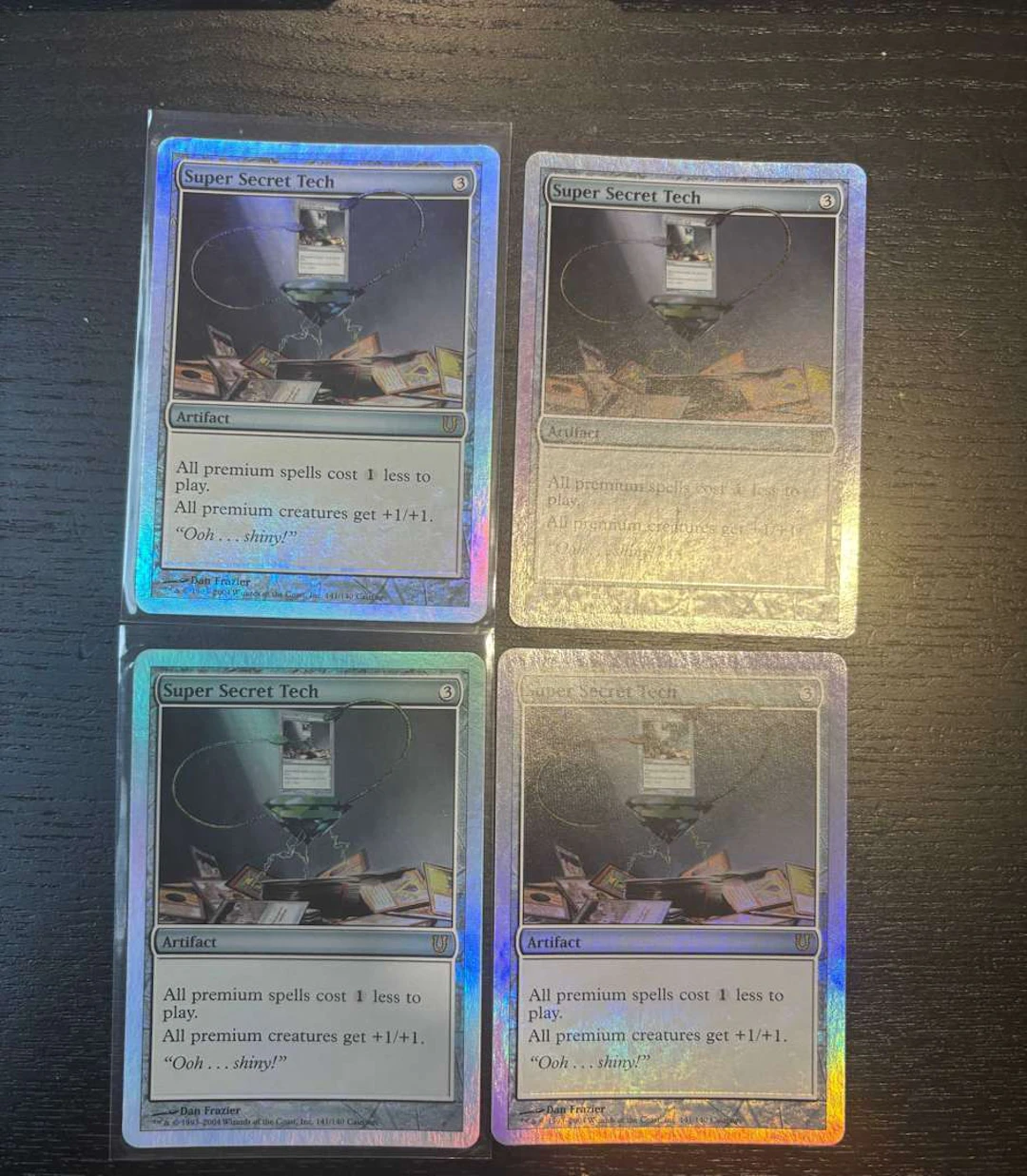 Magic: The Gathering: 4 Super Secret Tech Edition Unglued cards (1998).