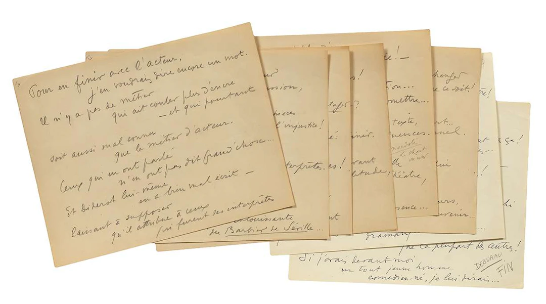 GUITRY, Sacha (1885–1957)., Autograph manuscript; 8 pages, oblong, quarto.