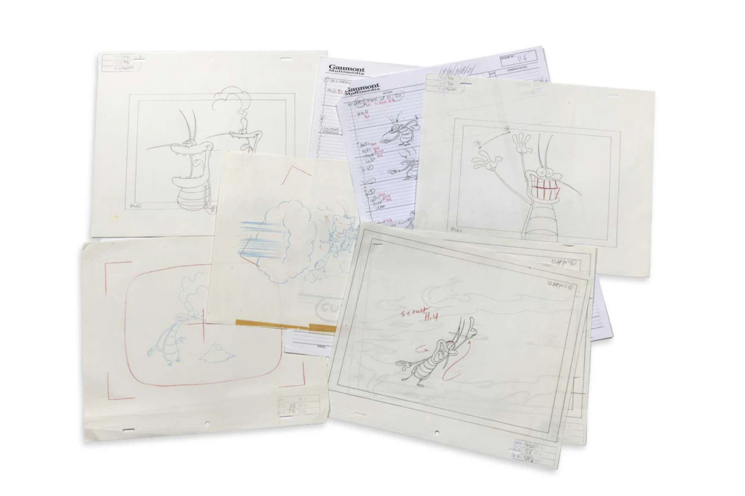 OGGY AND THE COCKROACHES, Pencil sketches. Directed by: Jean-Yves