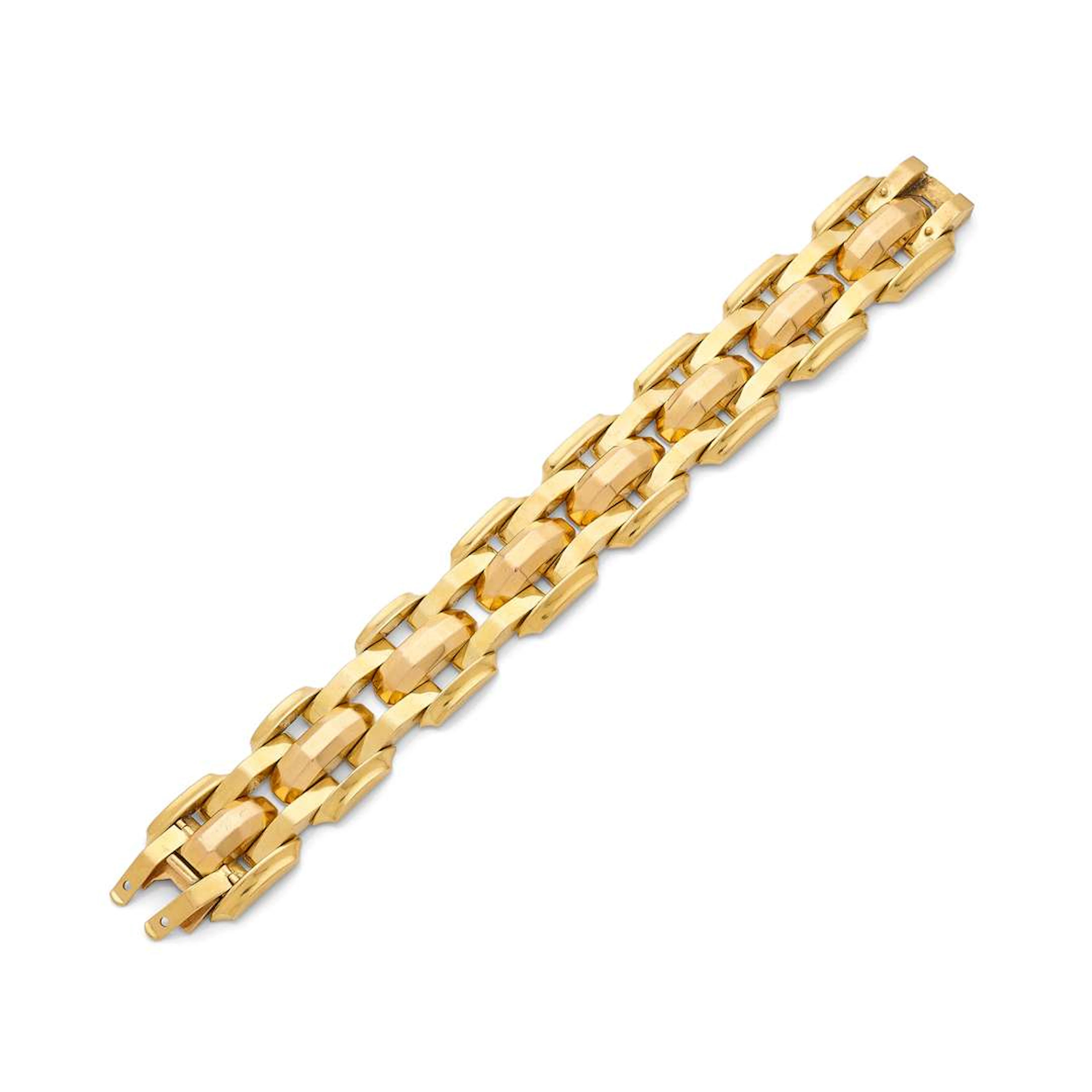 “TANK” BRACELET, 18-carat gold (750) 1940s Length: approx. 18.5 cm