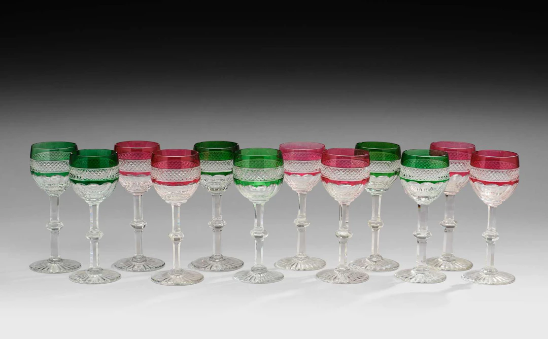 ST LOUIS, Twelve Rhine wine glasses, Trianon model